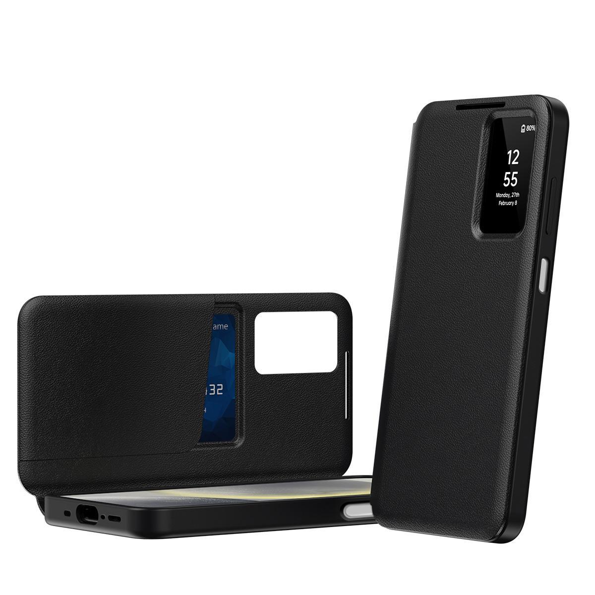 For Samsung Galaxy S25 Ultra 5G Smart View Window Leather Phone Case with Card SlotBlue