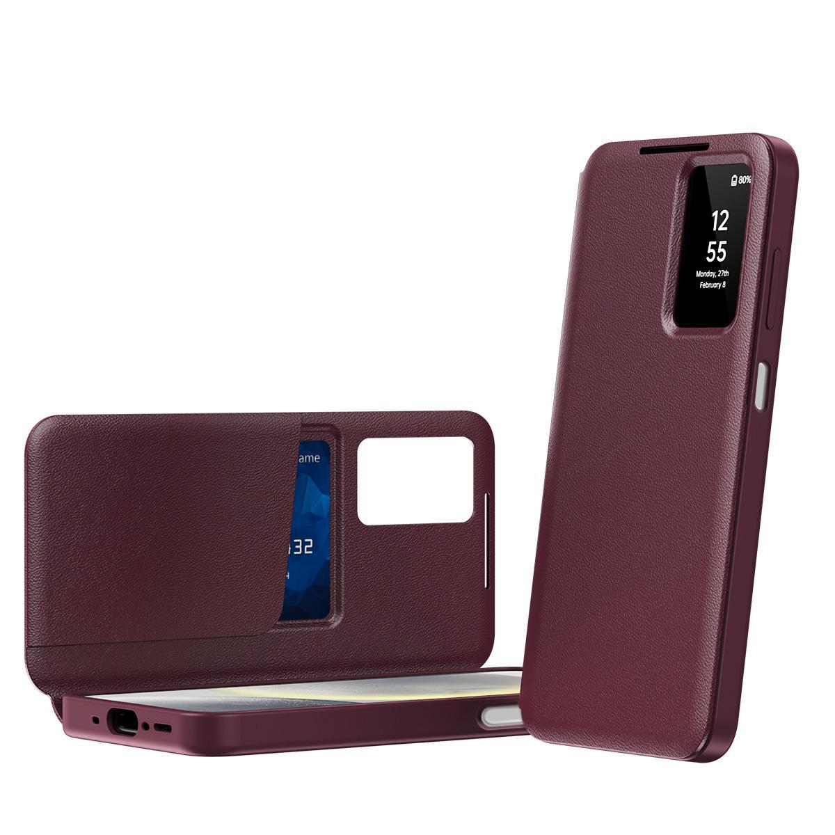 For Samsung Galaxy S25 Ultra 5G Smart View Window Leather Phone Case with Card SlotBlue