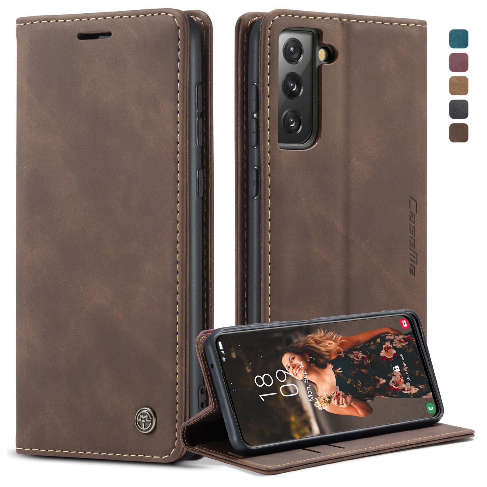 For Samsung Galaxy S21 FE CaseMe 013 Multifunctional Horizontal Flip Leather Case, with Card Slot & Holder & WalletCoffee