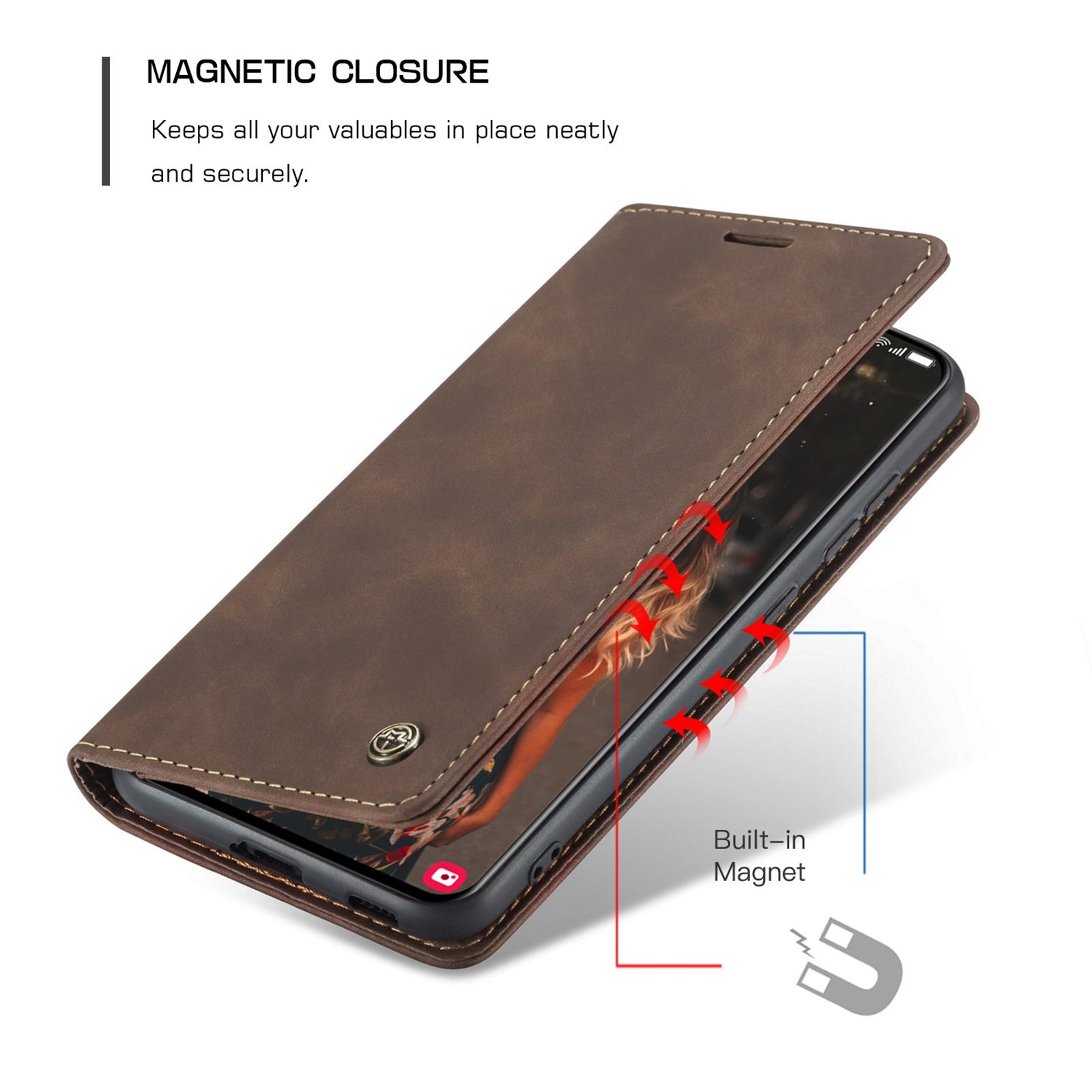 For Samsung Galaxy S21 FE CaseMe 013 Multifunctional Horizontal Flip Leather Case, with Card Slot & Holder & WalletCoffee