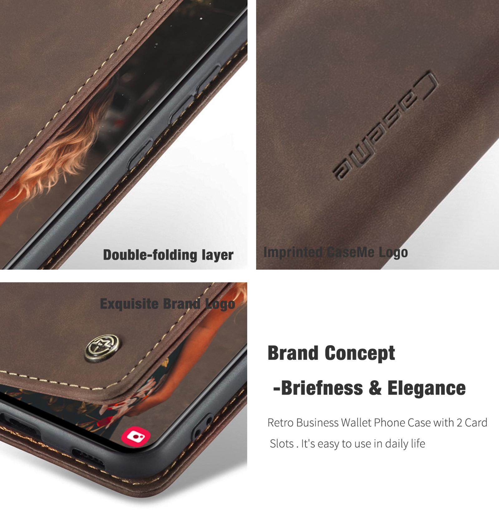 For Samsung Galaxy S21 FE CaseMe 013 Multifunctional Horizontal Flip Leather Case, with Card Slot & Holder & WalletCoffee
