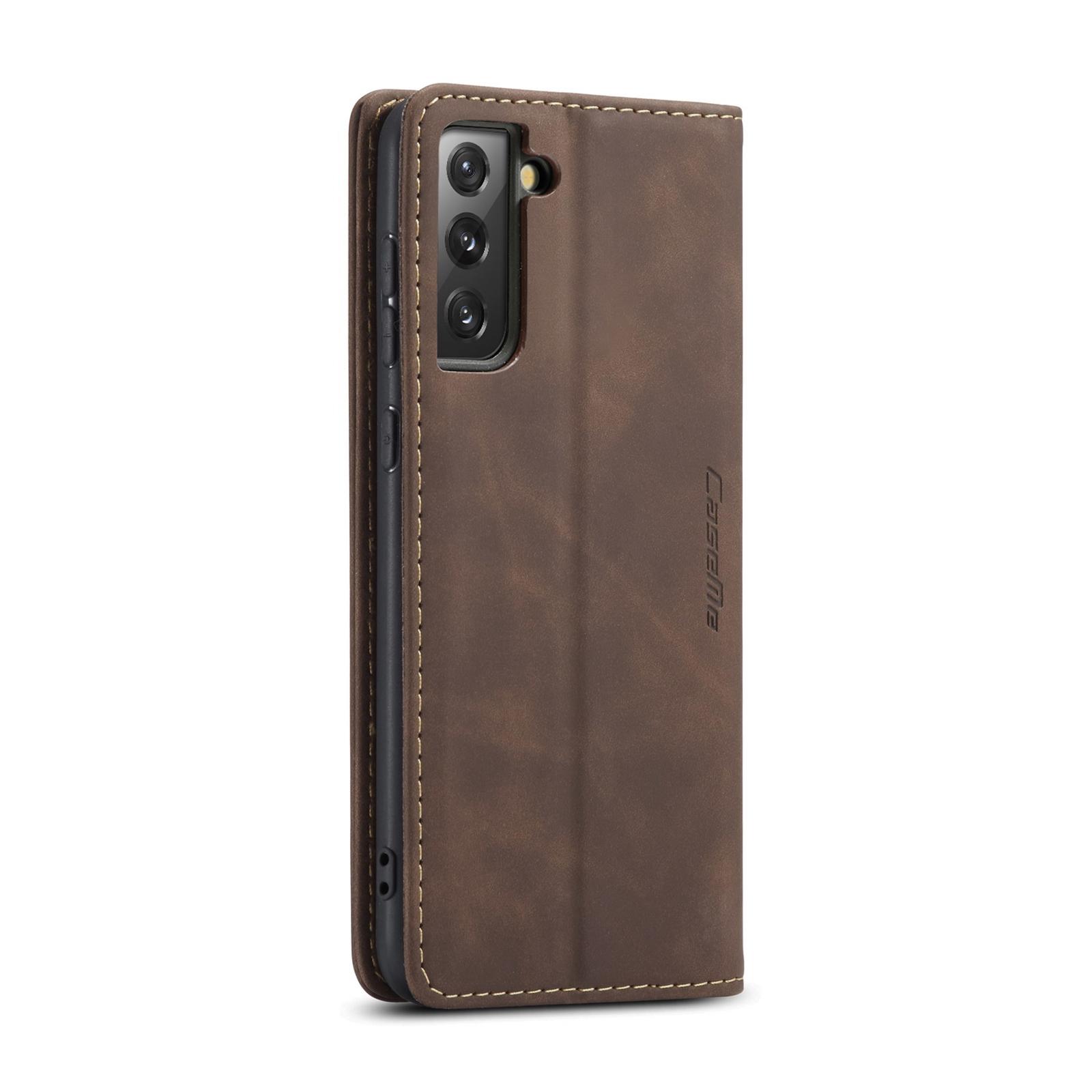 For Samsung Galaxy S21+ 5G CaseMe 013 Multifunctional Horizontal Flip Leather Case with Holder & Card Slot & WalletCoffee