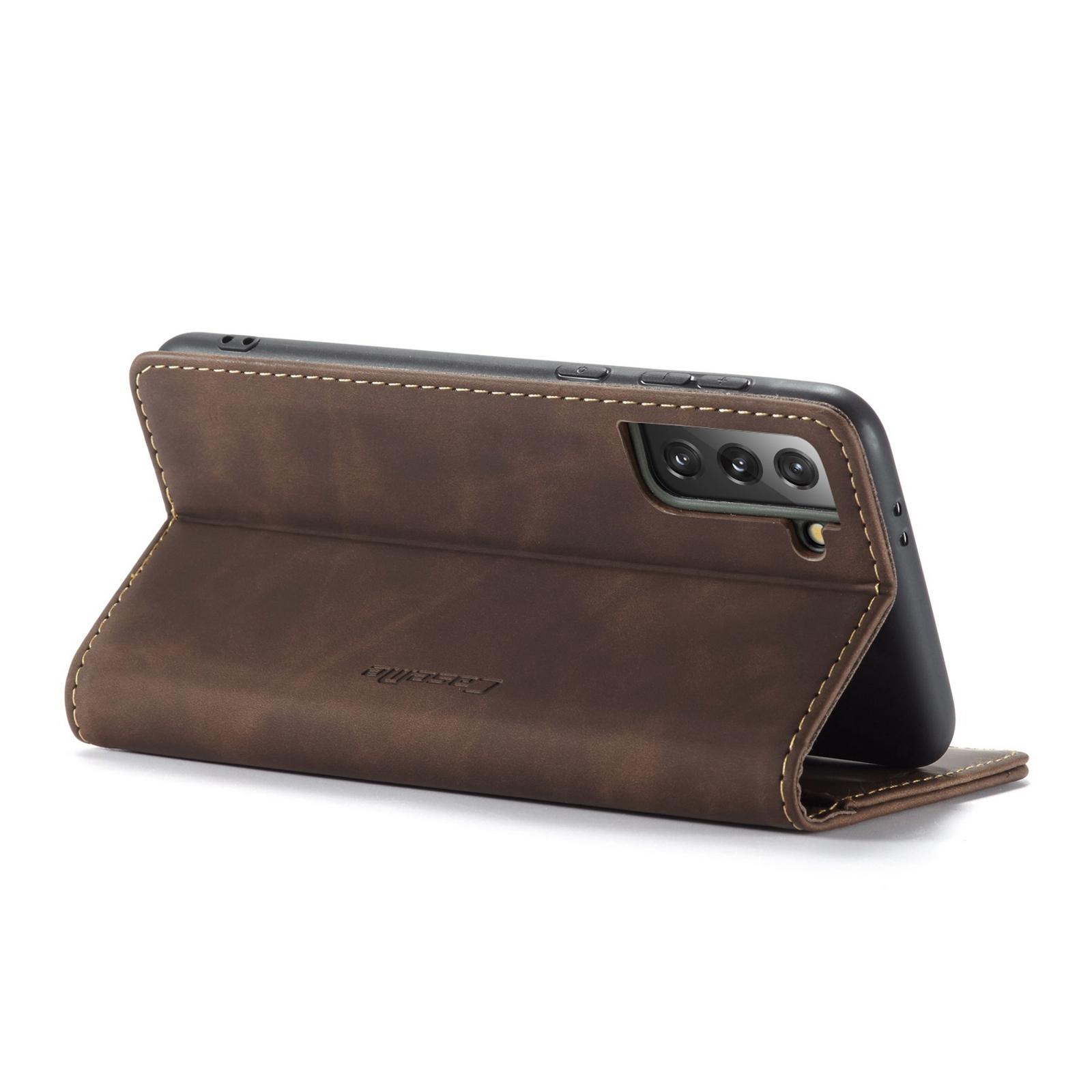 For Samsung Galaxy S21+ 5G CaseMe 013 Multifunctional Horizontal Flip Leather Case with Holder & Card Slot & WalletCoffee