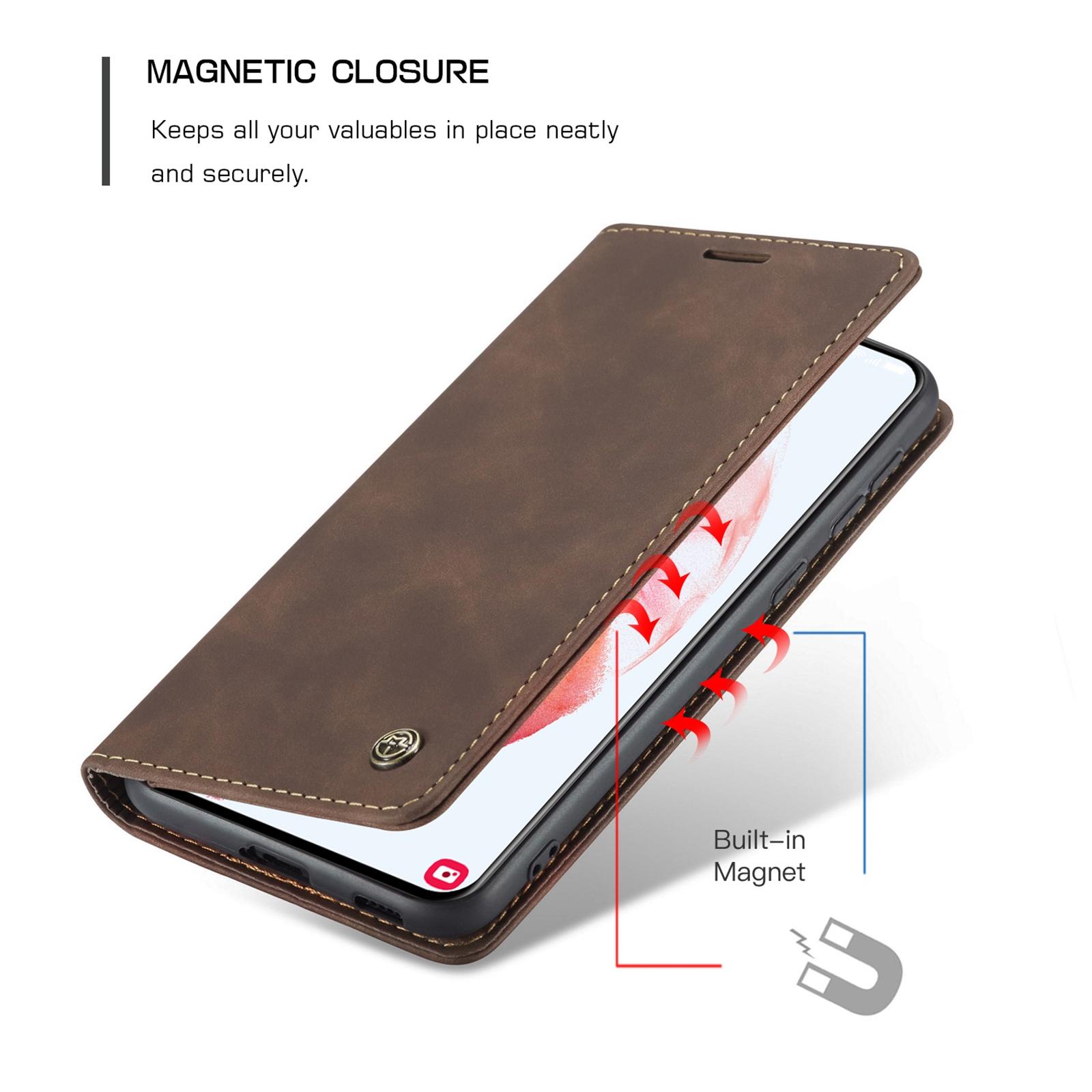 For Samsung Galaxy S21+ 5G CaseMe 013 Multifunctional Horizontal Flip Leather Case with Holder & Card Slot & WalletCoffee