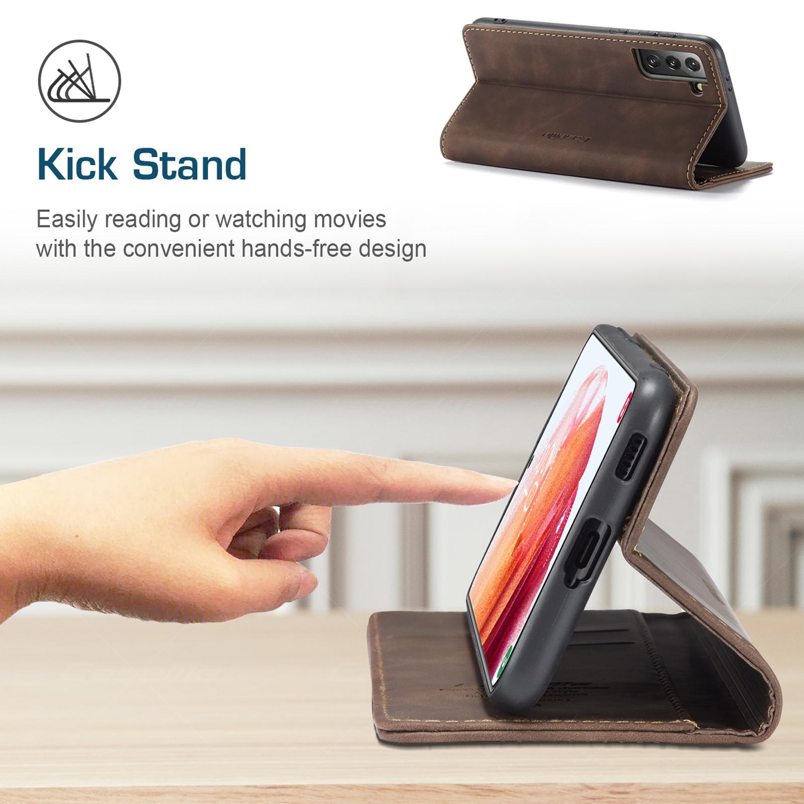 For Samsung Galaxy S21+ 5G CaseMe 013 Multifunctional Horizontal Flip Leather Case with Holder & Card Slot & WalletCoffee