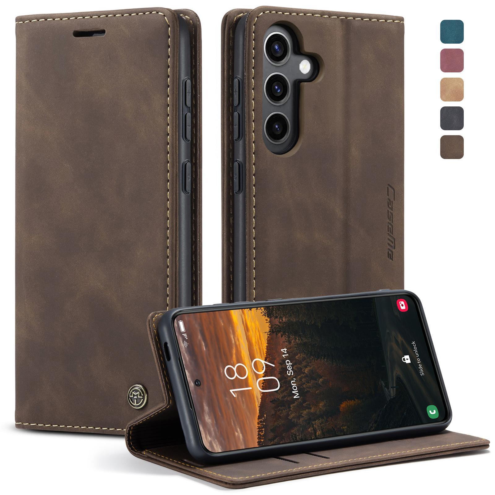 For Samsung Galaxy S24 FE 5G CaseMe 013 Multifunctional Horizontal Flip Leather Phone CaseCoffee
