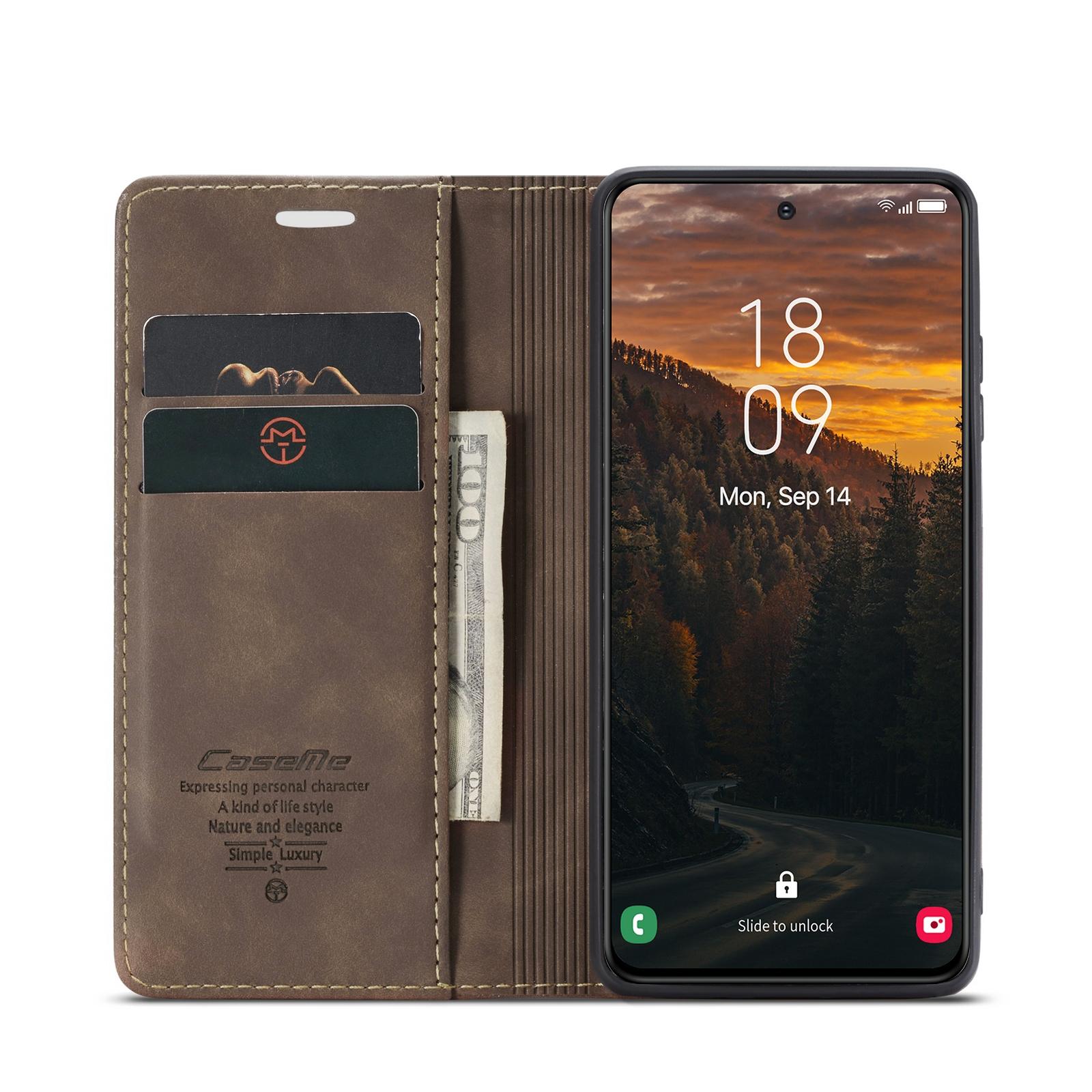 For Samsung Galaxy S24 FE 5G CaseMe 013 Multifunctional Horizontal Flip Leather Phone CaseCoffee