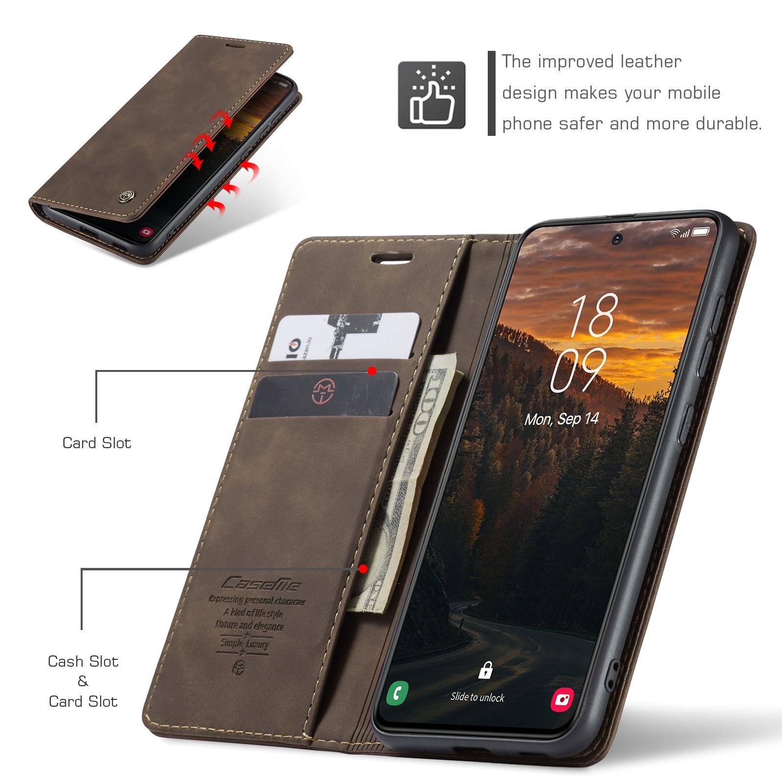For Samsung Galaxy S24 FE 5G CaseMe 013 Multifunctional Horizontal Flip Leather Phone CaseCoffee