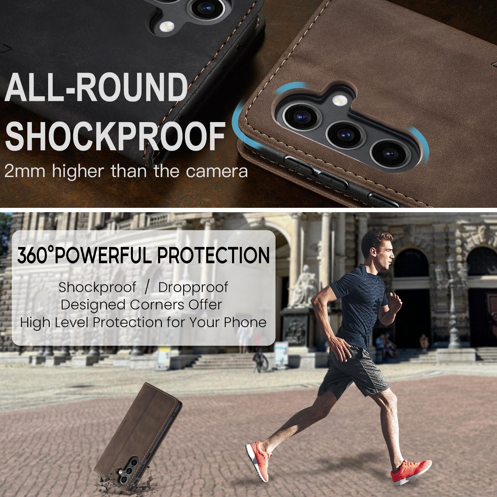 For Samsung Galaxy S24 FE 5G CaseMe 013 Multifunctional Horizontal Flip Leather Phone CaseCoffee