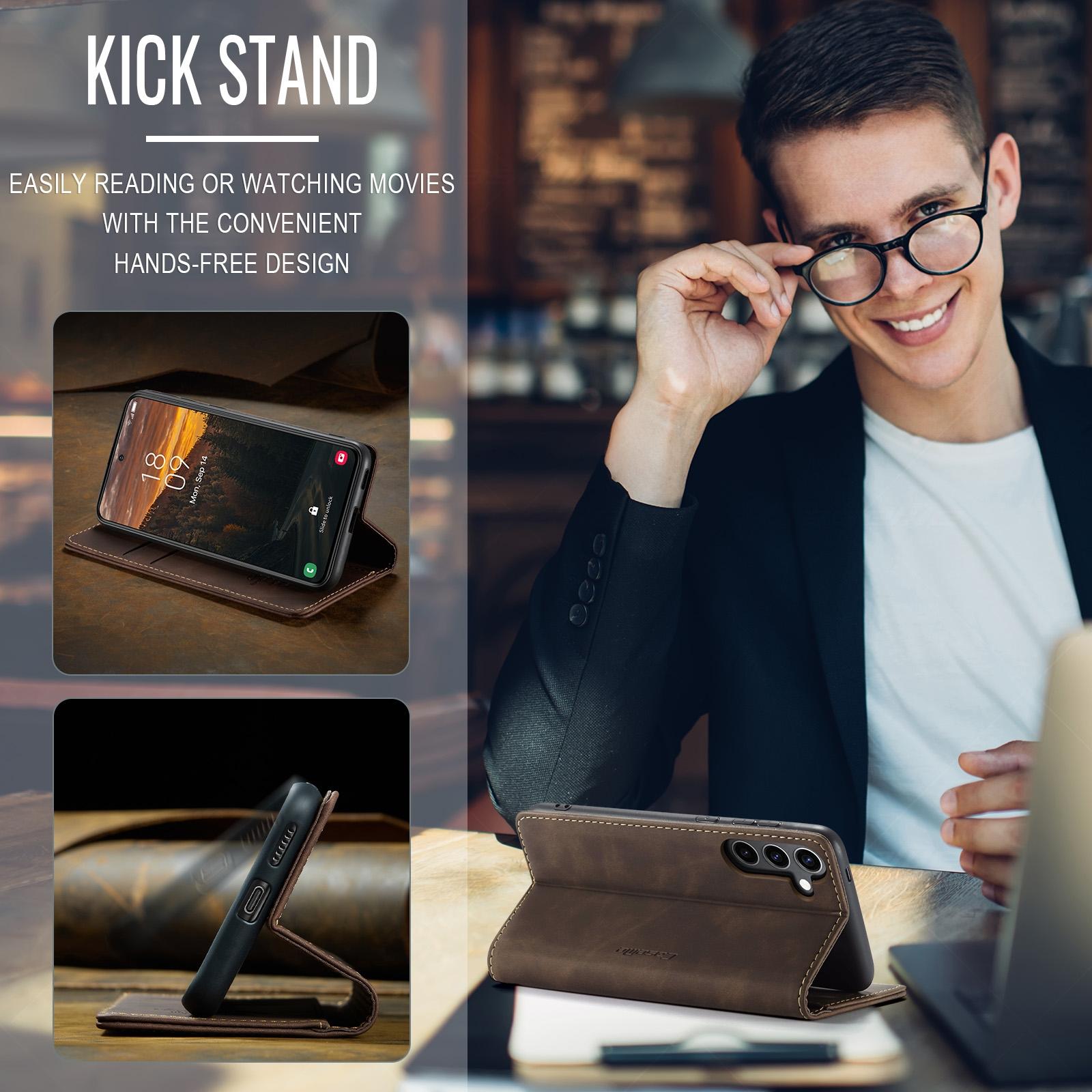 For Samsung Galaxy S24 FE 5G CaseMe 013 Multifunctional Horizontal Flip Leather Phone CaseCoffee