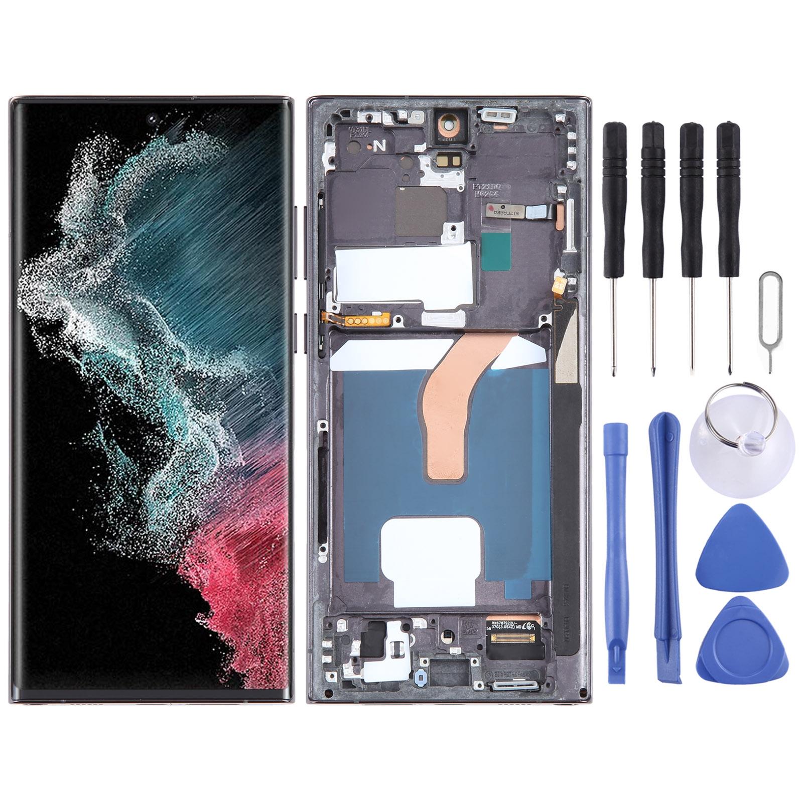 For Samsung Galaxy S22 Ultra 5G SM-S908U US Edition 6.78 inch OLED LCD Screen Digitizer Full Assembly with Frame Black