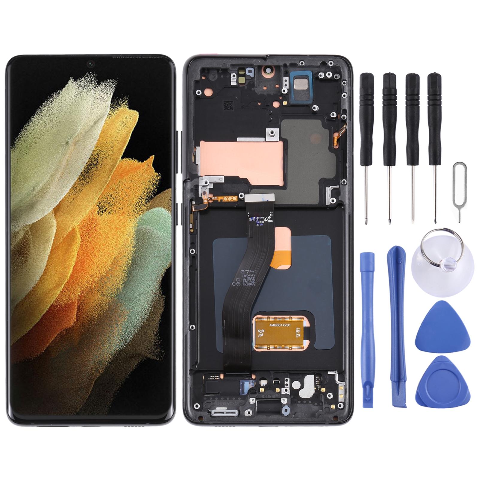 For Samsung Galaxy S22 Ultra 5G SM-S908U US Edition 6.78 inch OLED LCD Screen Digitizer Full Assembly with Frame Black