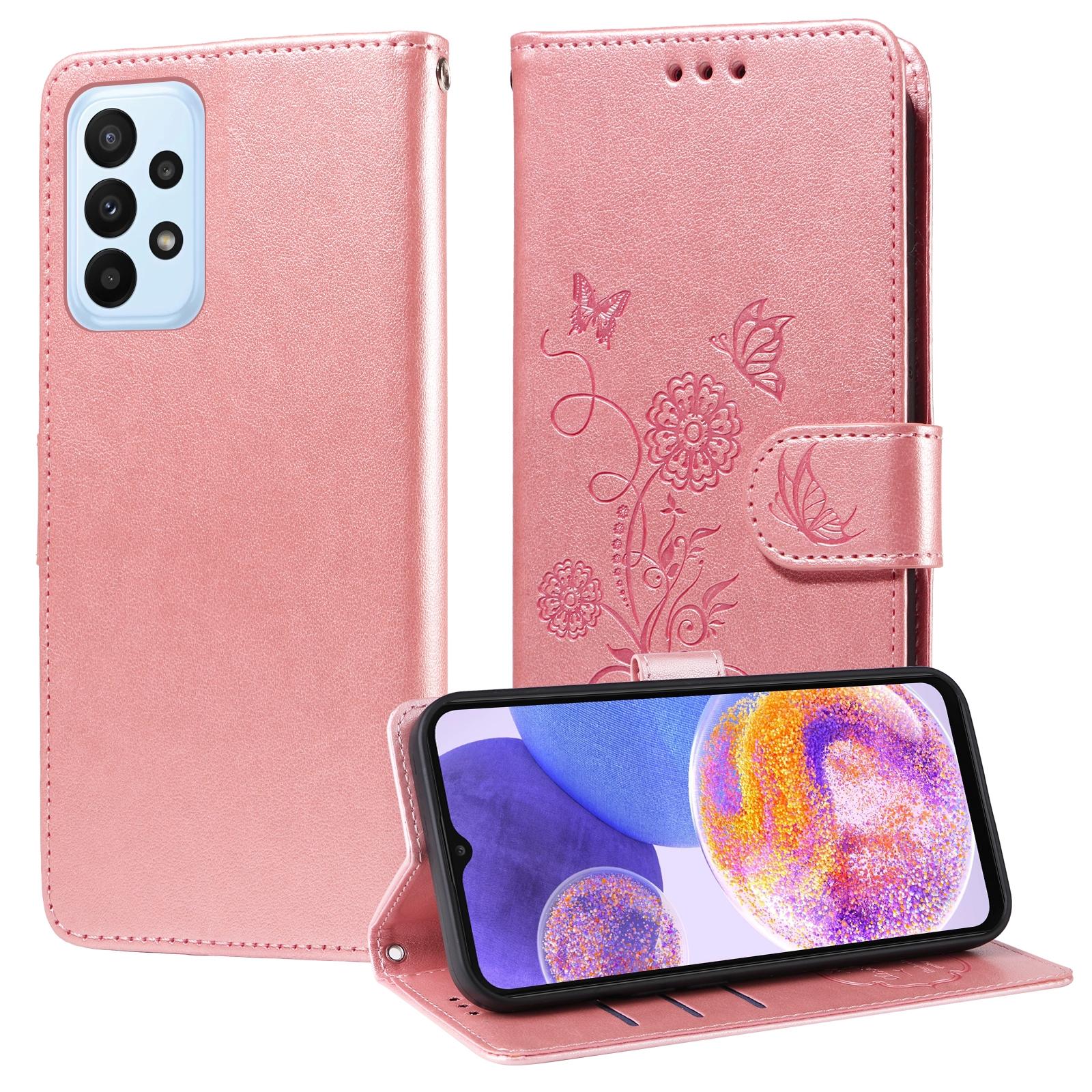 For Samsung Galaxy A17 - A26 - A16 5G Embossed Butterfly Flowers Leather Phone CasePurple