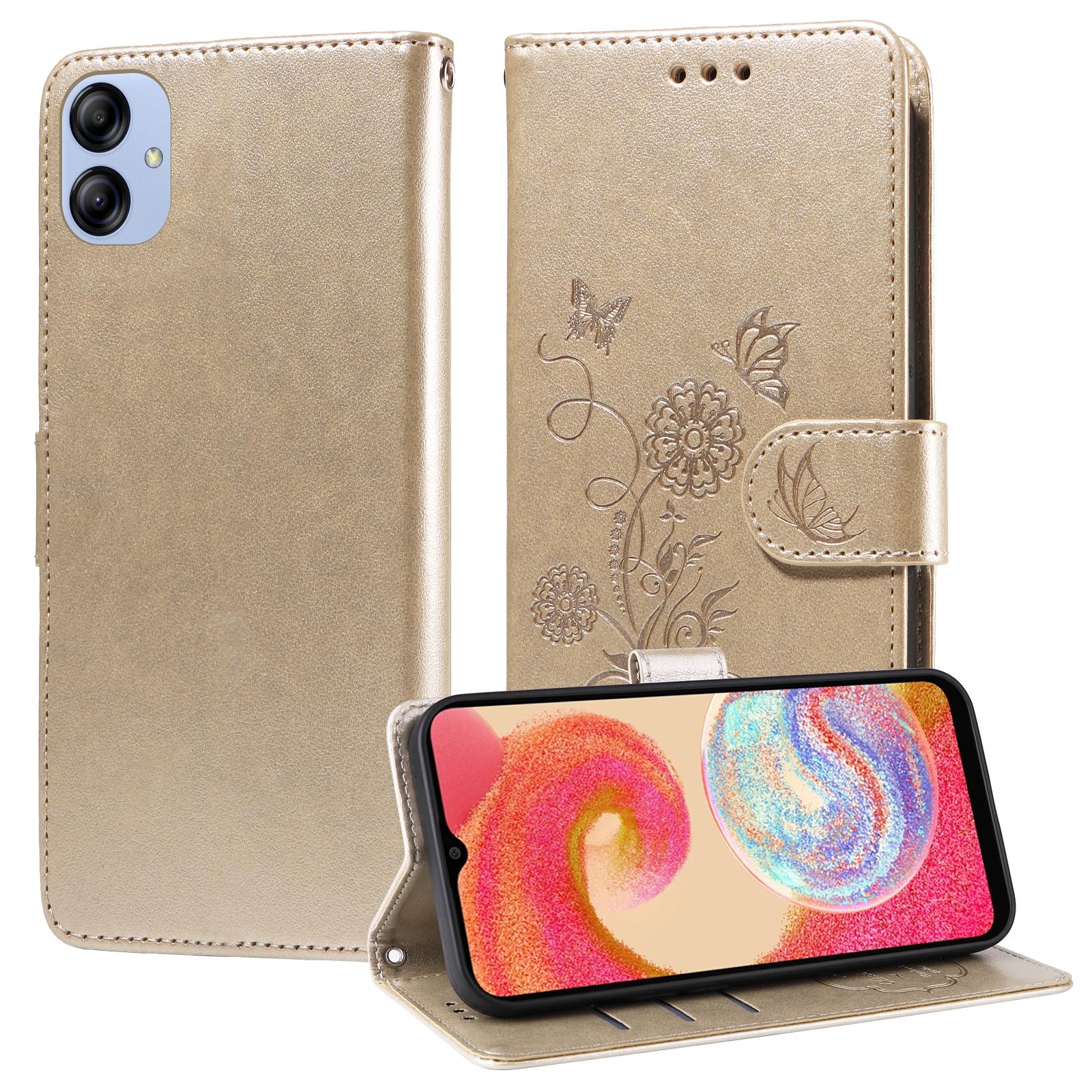 For Samsung Galaxy A17 - A26 - A16 5G Embossed Butterfly Flowers Leather Phone CasePurple