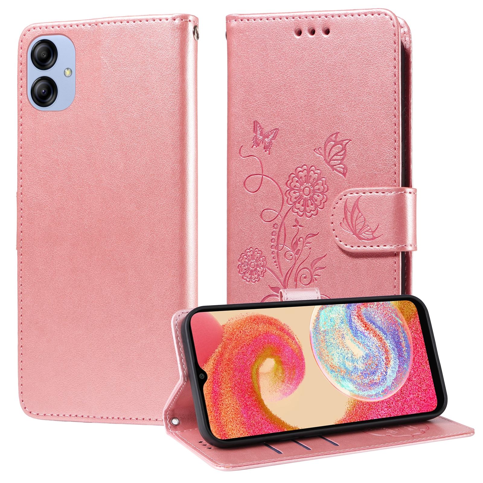 For Samsung Galaxy A17 - A26 - A16 5G Embossed Butterfly Flowers Leather Phone CasePurple