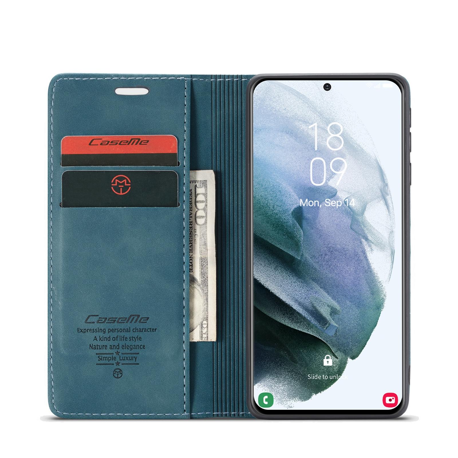 For Samsung Galaxy S21 5G CaseMe 013 Multifunctional Horizontal Flip Leather Case with Holder & Card Slot & WalletBlue