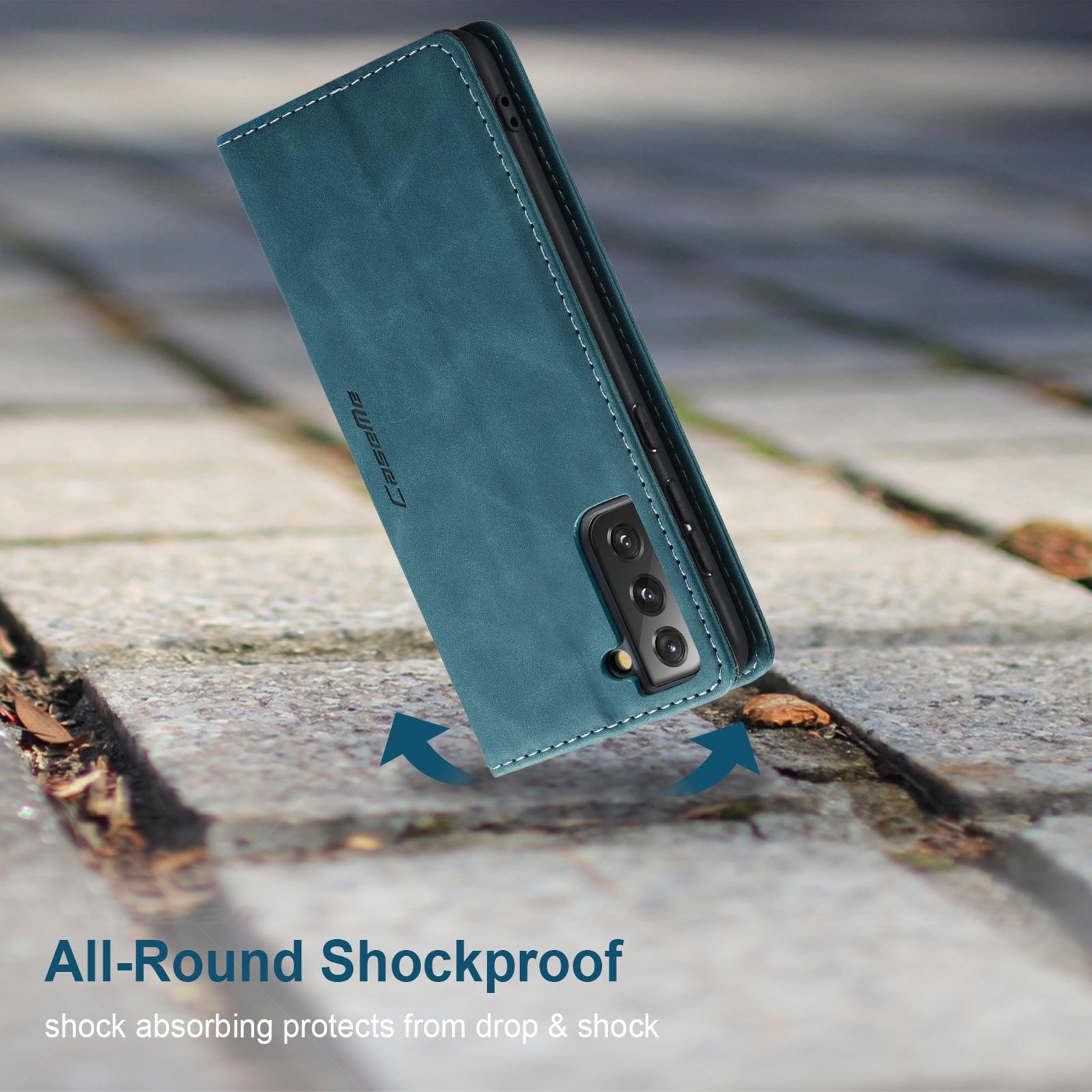 For Samsung Galaxy S21 5G CaseMe 013 Multifunctional Horizontal Flip Leather Case with Holder & Card Slot & WalletBlue