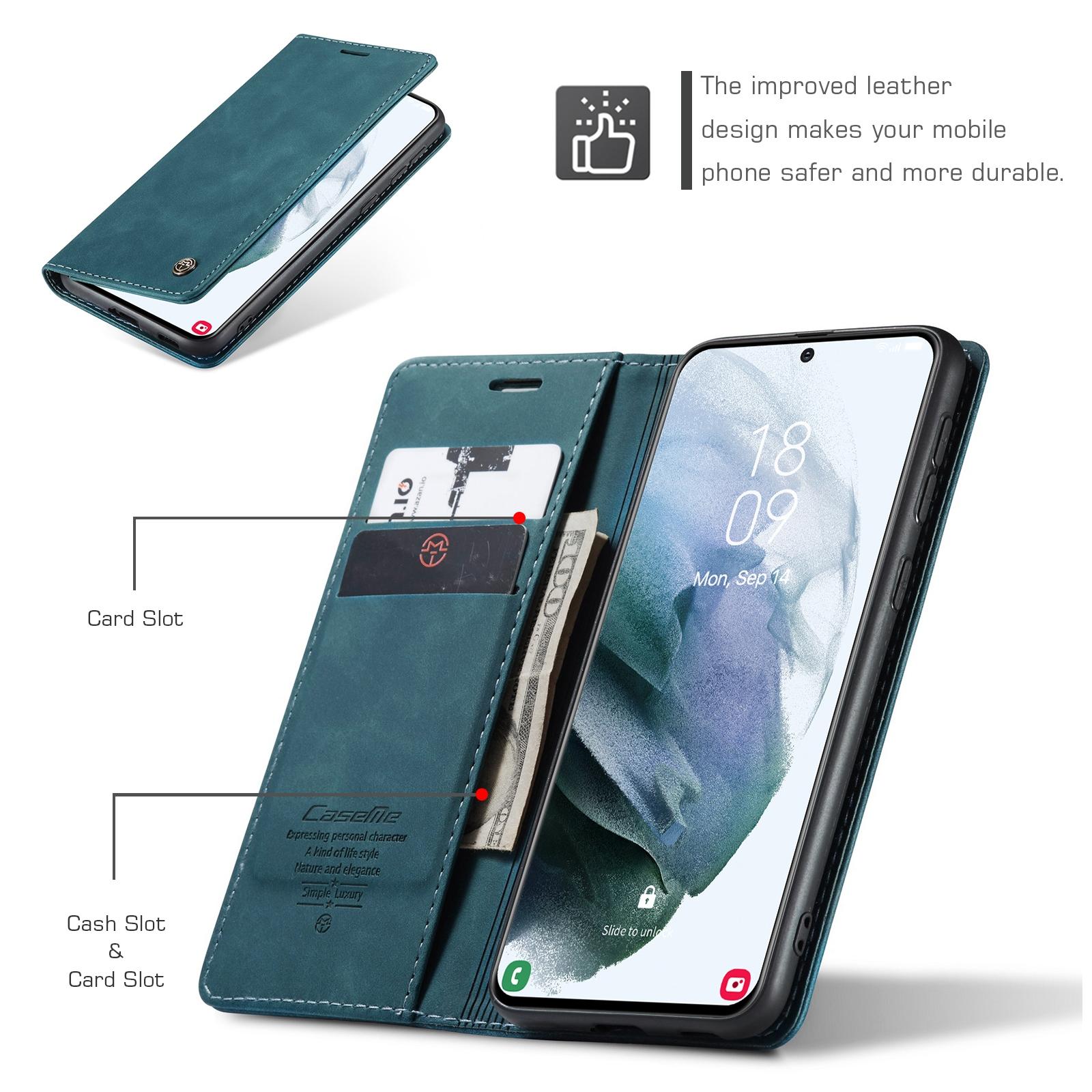 For Samsung Galaxy S21 5G CaseMe 013 Multifunctional Horizontal Flip Leather Case with Holder & Card Slot & WalletBlue