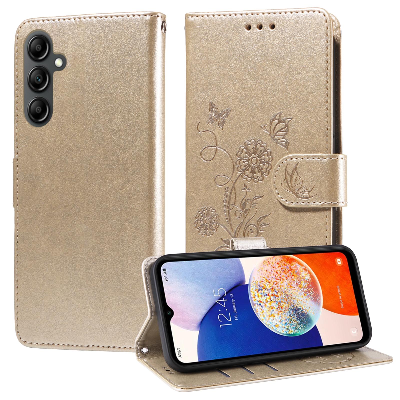 For Samsung Galaxy A17 - A26 - A16 5G Embossed Butterfly Flowers Leather Phone CasePurple