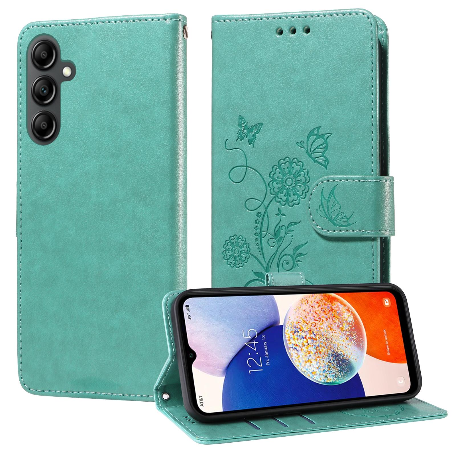 For Samsung Galaxy A17 - A26 - A16 5G Embossed Butterfly Flowers Leather Phone CasePurple