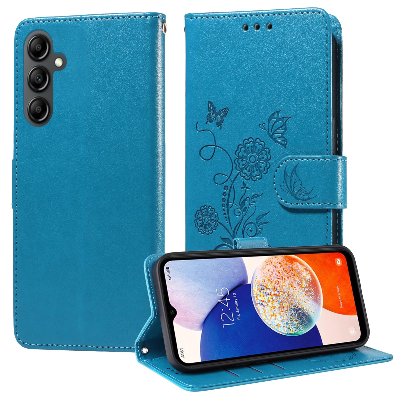 For Samsung Galaxy A17 - A26 - A16 5G Embossed Butterfly Flowers Leather Phone CasePurple