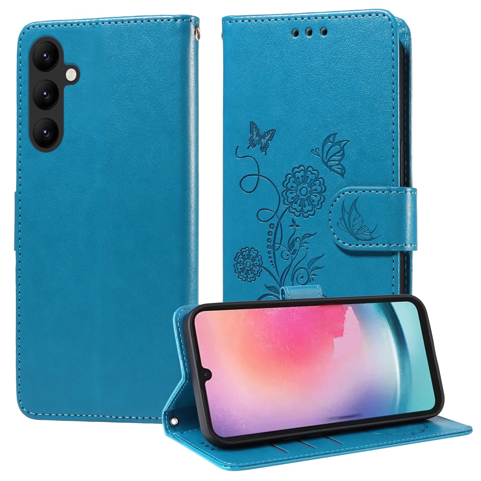 For Samsung Galaxy A17 - A26 - A16 5G Embossed Butterfly Flowers Leather Phone CasePurple