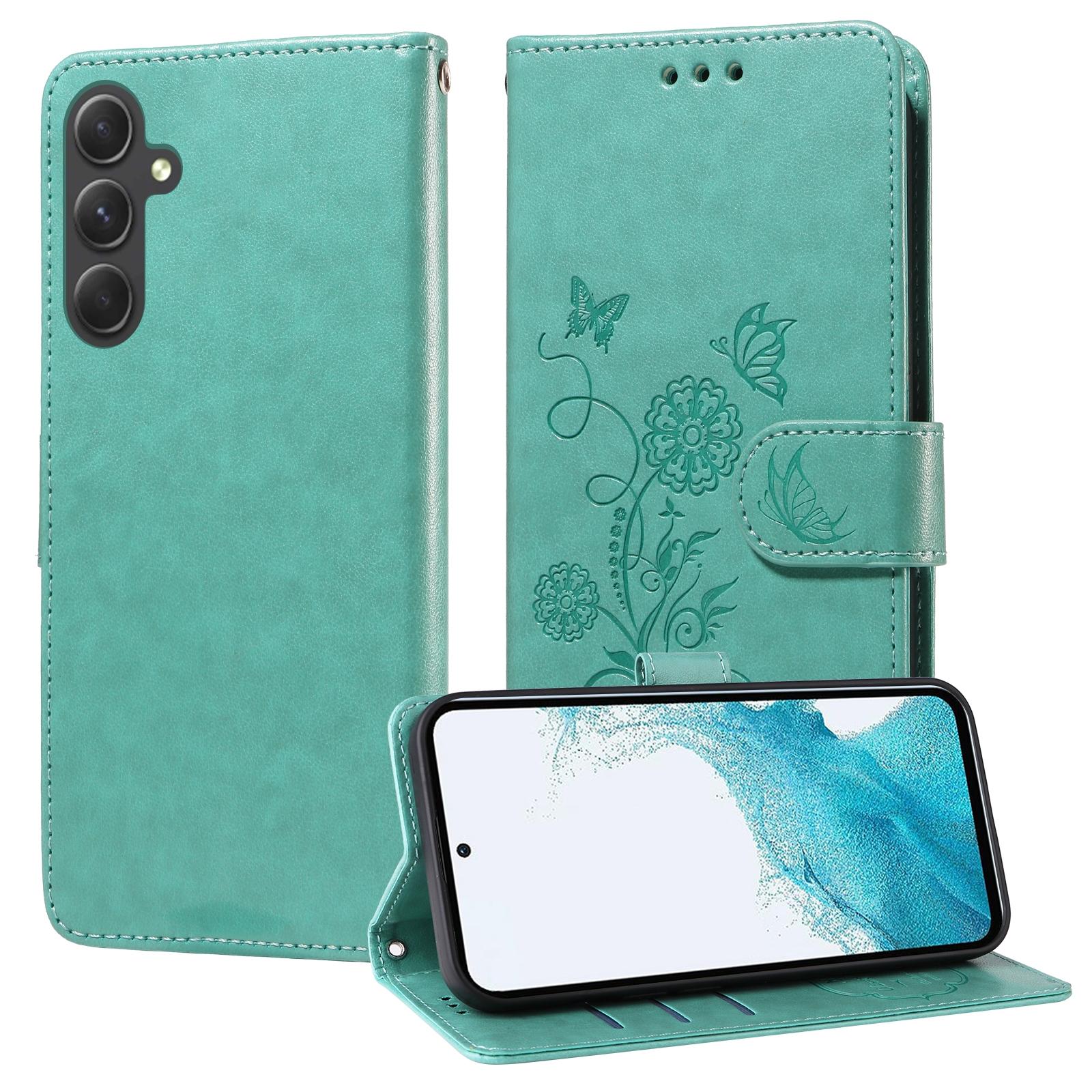 For Samsung Galaxy A17 - A26 - A16 5G Embossed Butterfly Flowers Leather Phone CasePurple