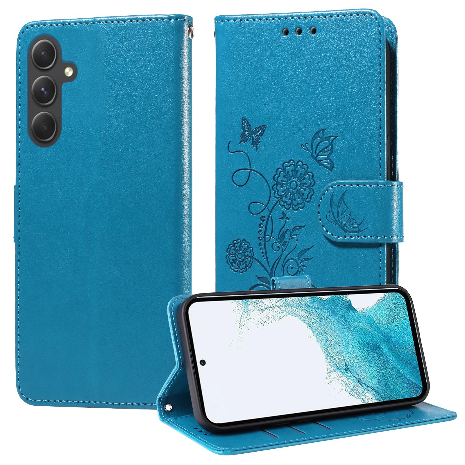For Samsung Galaxy A17 - A26 - A16 5G Embossed Butterfly Flowers Leather Phone CasePurple