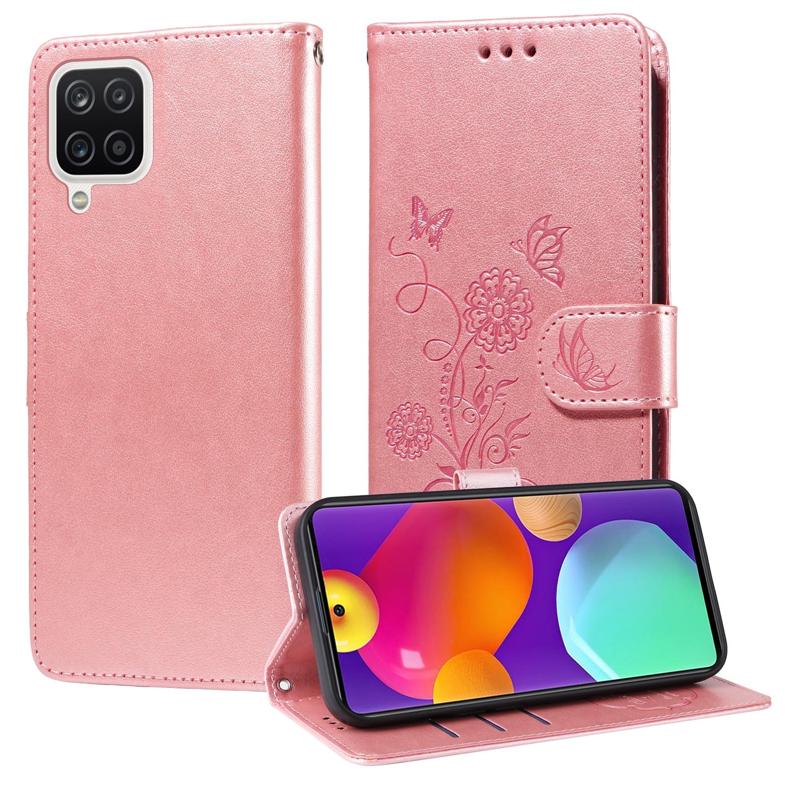 For Samsung Galaxy A17 - A26 - A16 5G Embossed Butterfly Flowers Leather Phone CasePurple