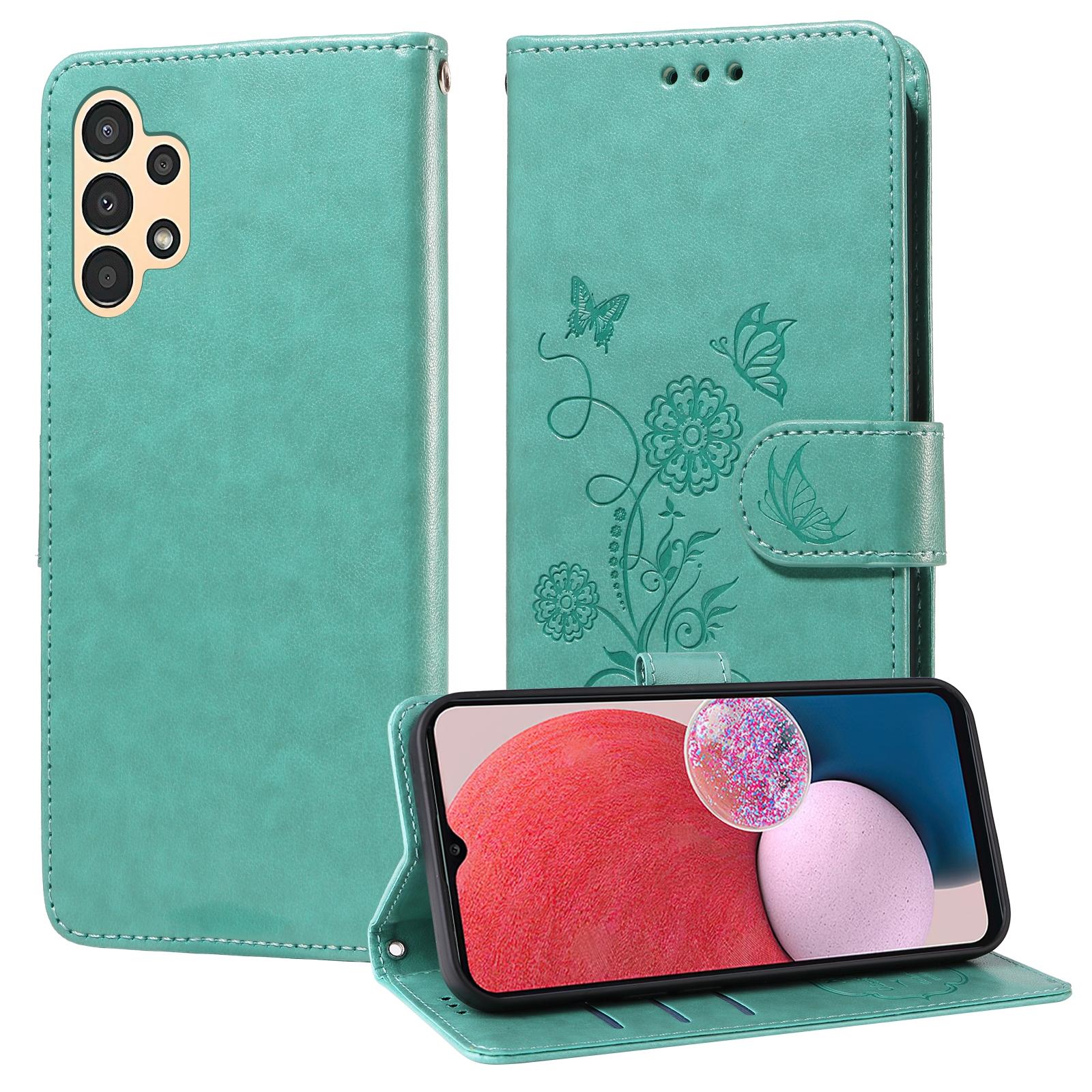 For Samsung Galaxy A17 - A26 - A16 5G Embossed Butterfly Flowers Leather Phone CasePurple