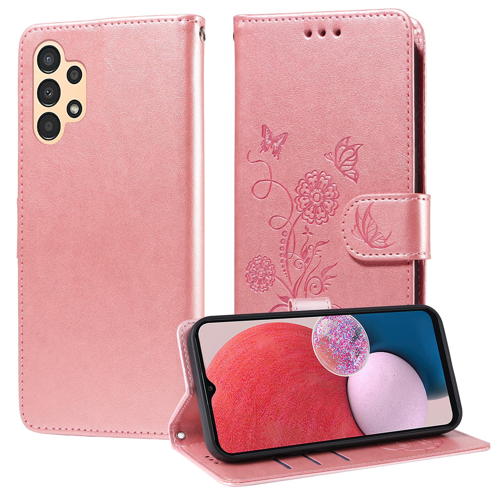 For Samsung Galaxy A17 - A26 - A16 5G Embossed Butterfly Flowers Leather Phone CasePurple
