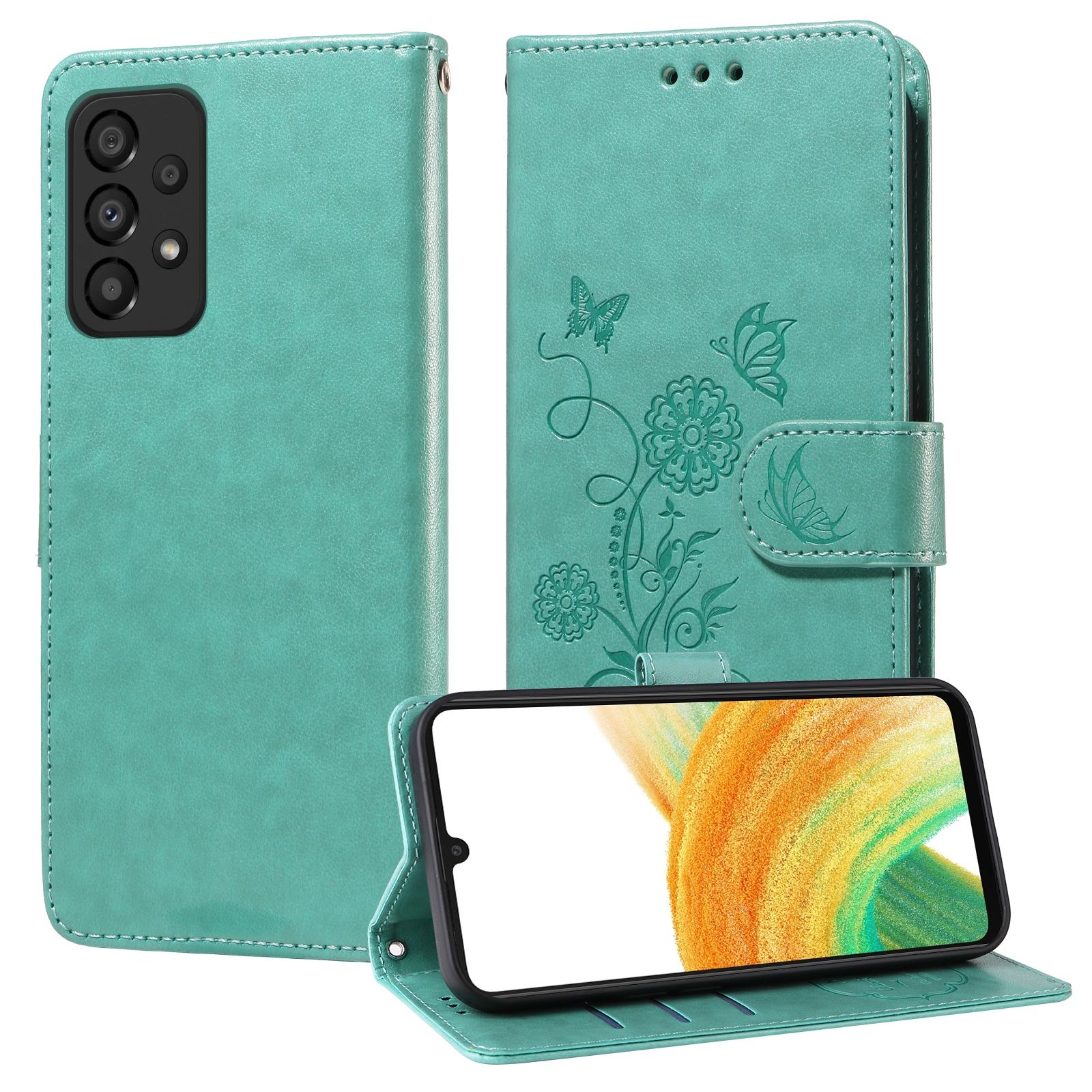 For Samsung Galaxy A17 - A26 - A16 5G Embossed Butterfly Flowers Leather Phone CasePurple