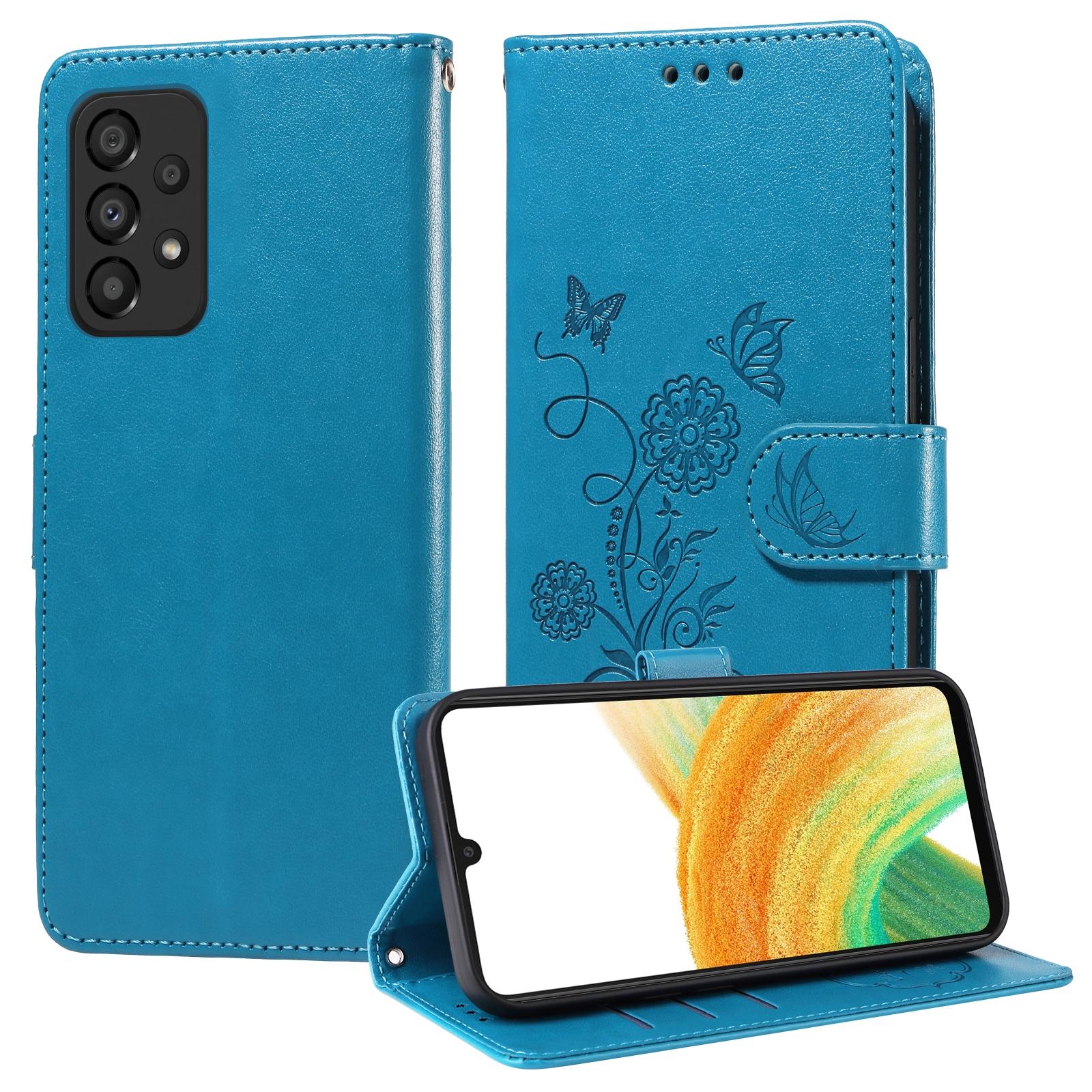 For Samsung Galaxy A17 - A26 - A16 5G Embossed Butterfly Flowers Leather Phone CasePurple