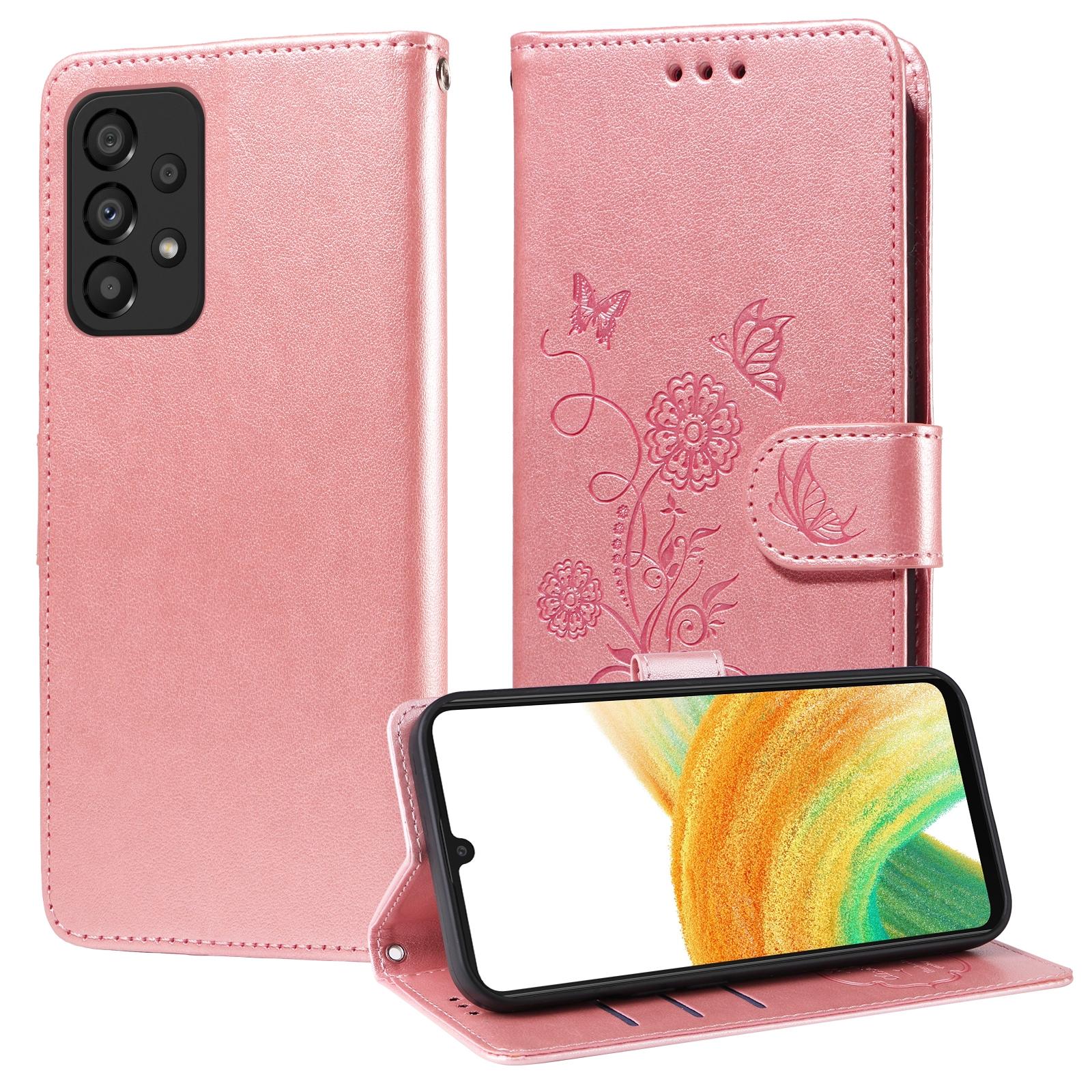 For Samsung Galaxy A17 - A26 - A16 5G Embossed Butterfly Flowers Leather Phone CasePurple