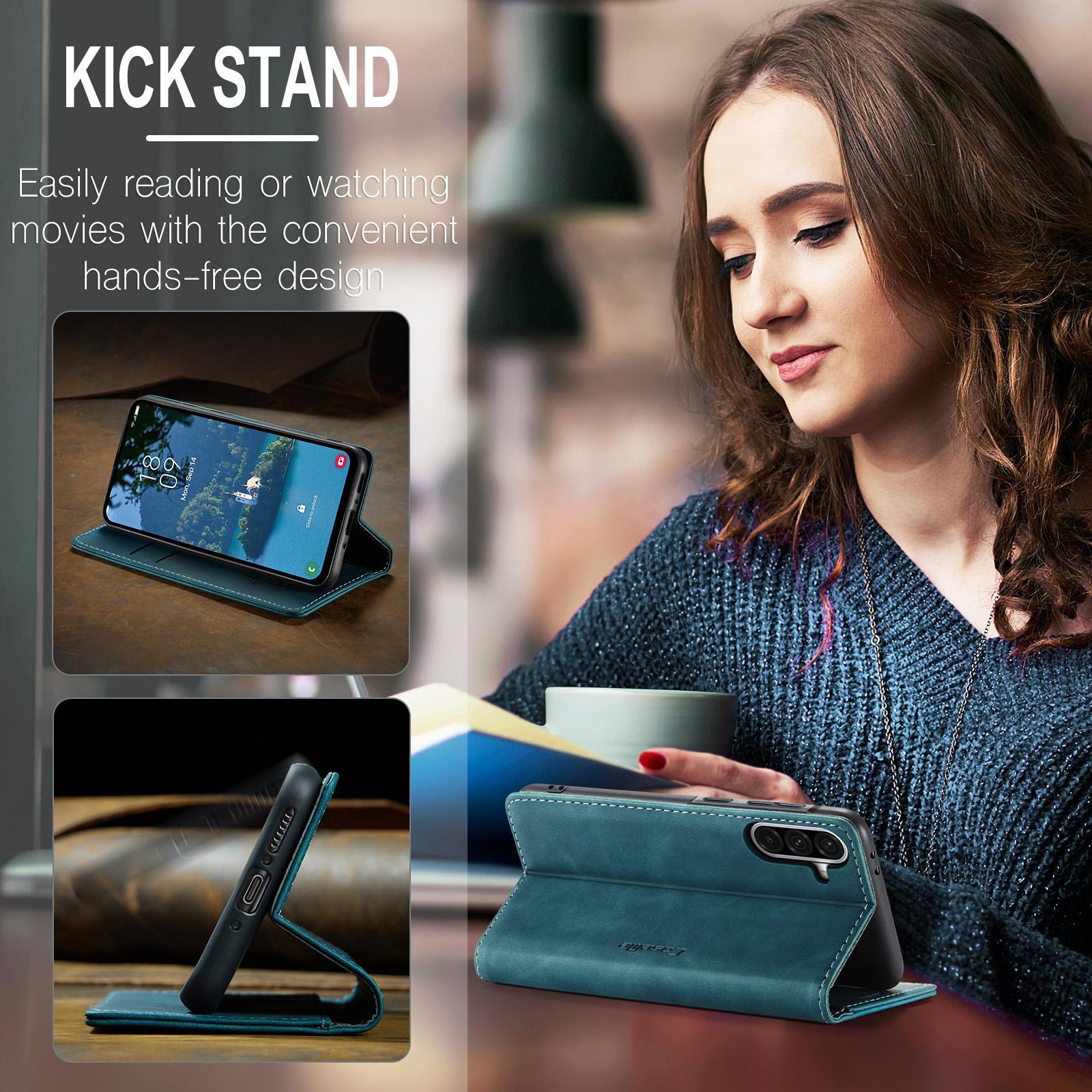 For Samsung Galaxy A36 CaseMe 013 Multifunctional Horizontal Flip Leather Phone CaseBlue