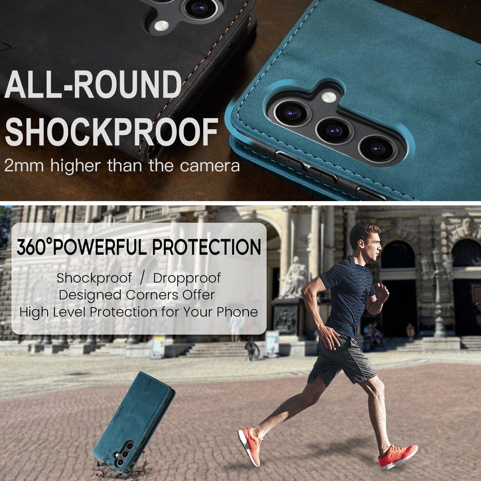 For Samsung Galaxy S24 FE 5G CaseMe 013 Multifunctional Horizontal Flip Leather Phone CaseBlue