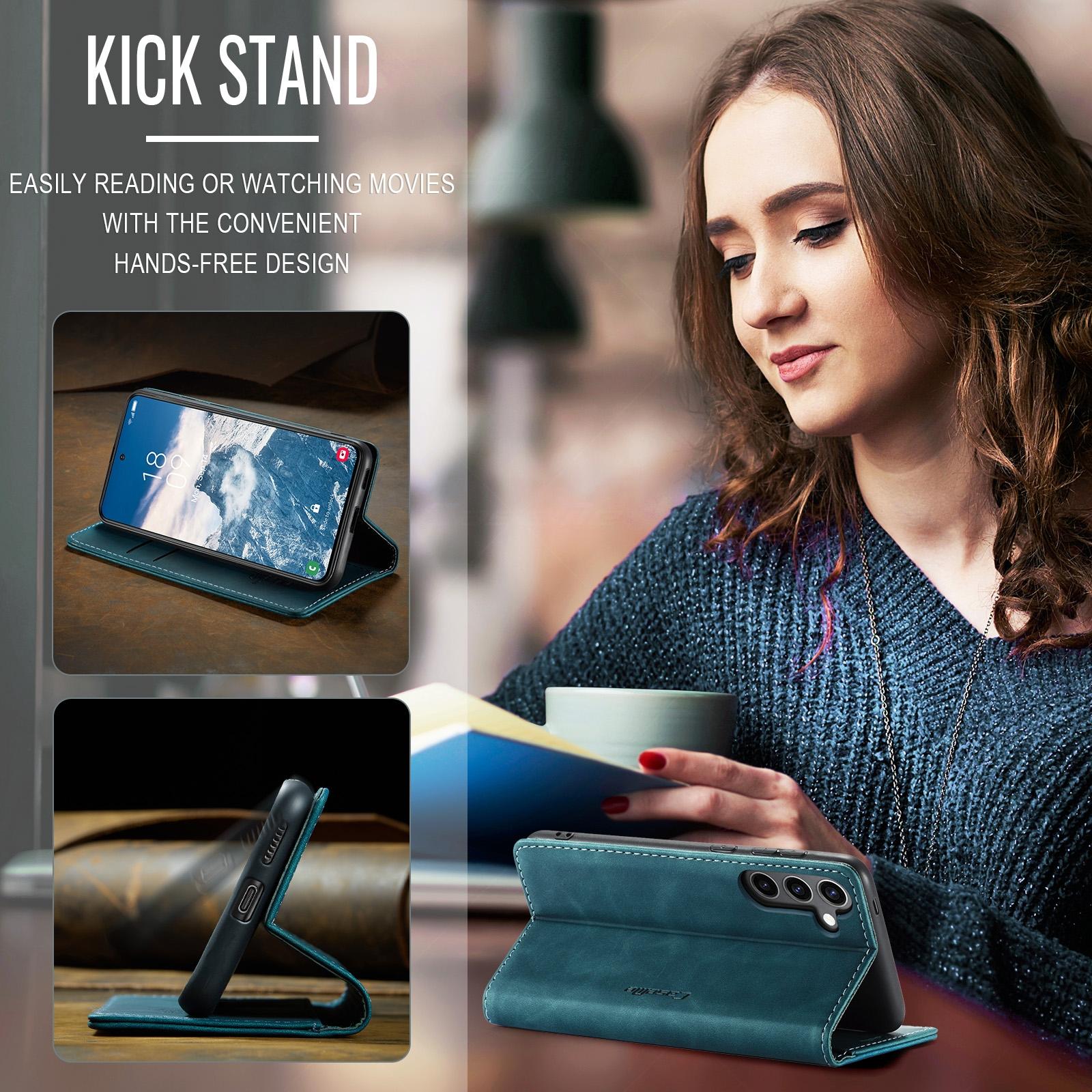 For Samsung Galaxy S24 FE 5G CaseMe 013 Multifunctional Horizontal Flip Leather Phone CaseBlue