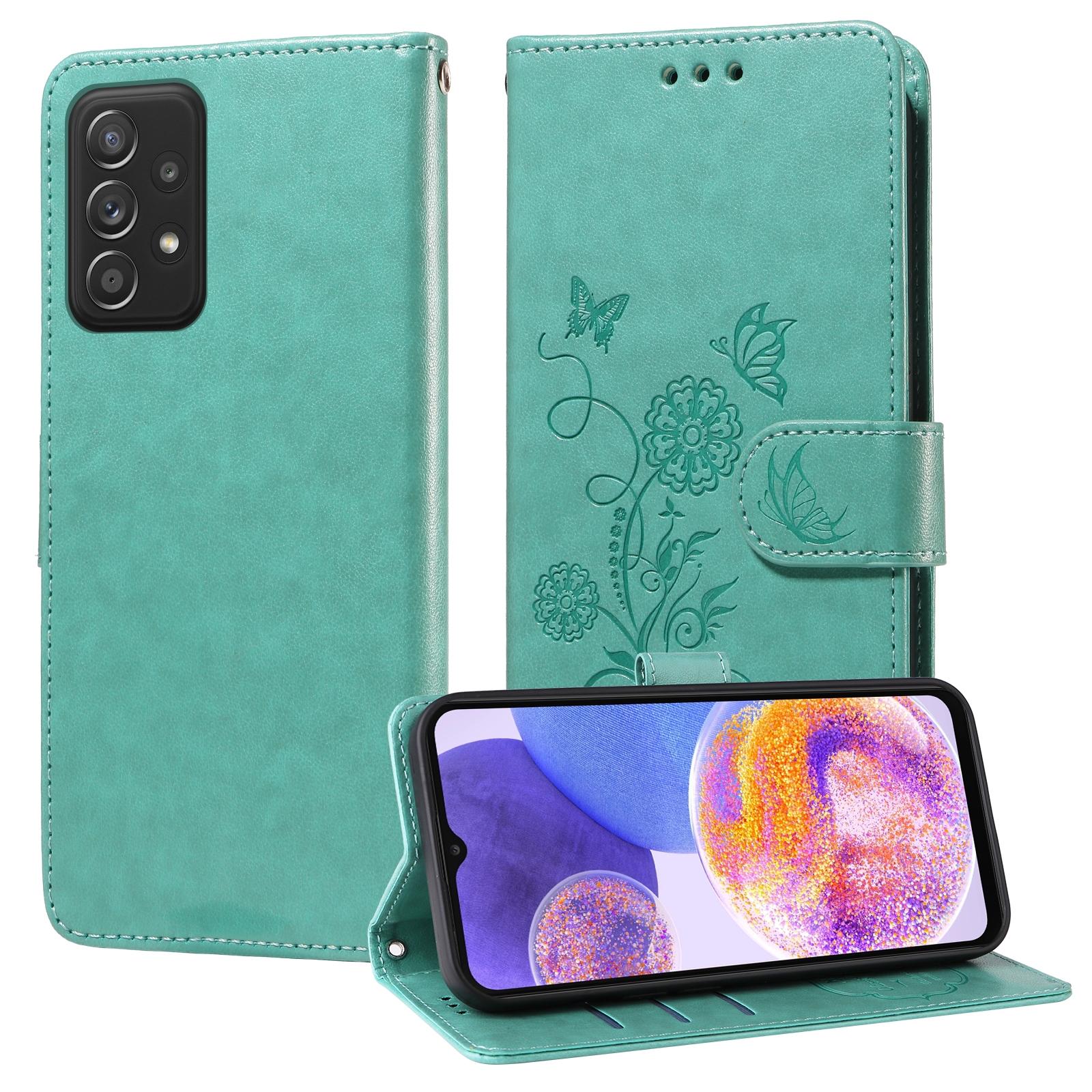For Samsung Galaxy A17 - A26 - A16 5G Embossed Butterfly Flowers Leather Phone CasePurple