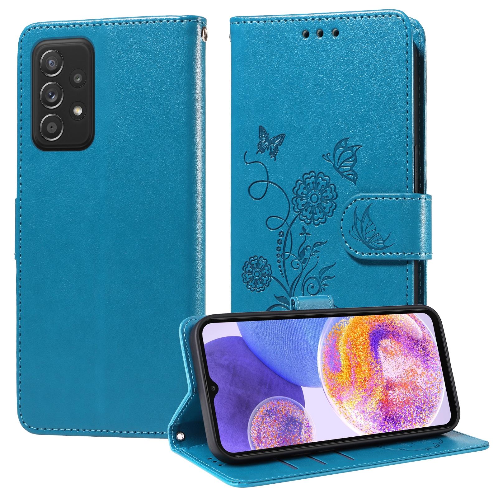For Samsung Galaxy A17 - A26 - A16 5G Embossed Butterfly Flowers Leather Phone CasePurple