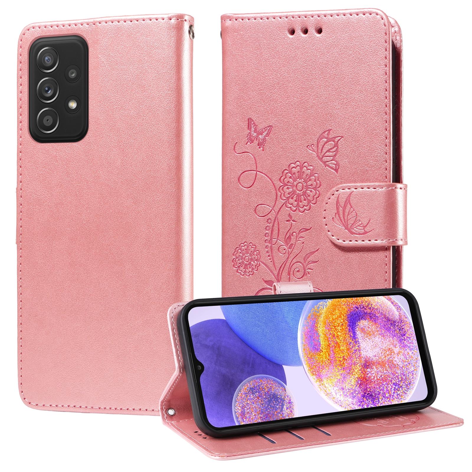 For Samsung Galaxy A17 - A26 - A16 5G Embossed Butterfly Flowers Leather Phone CasePurple
