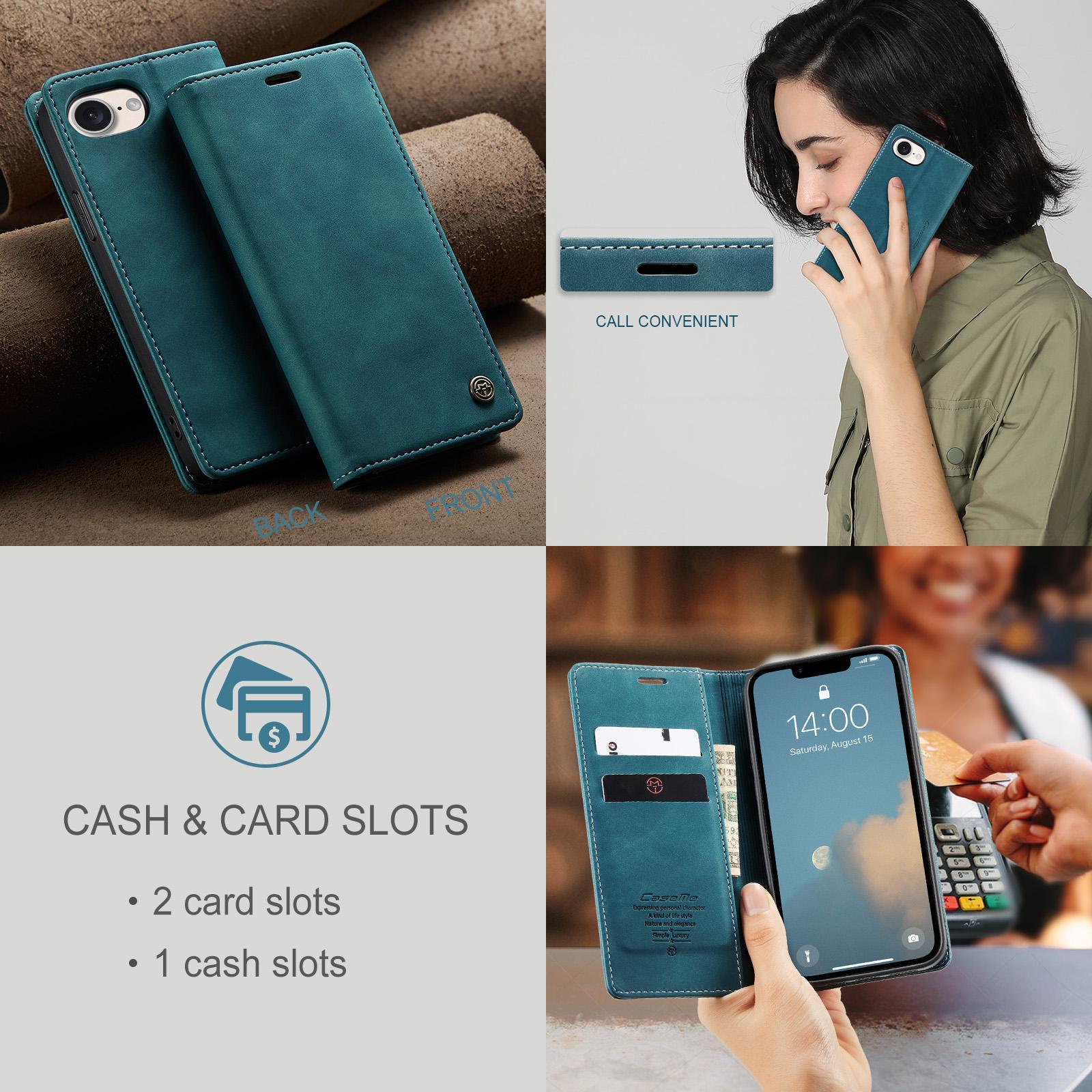 For iPhone 17e - 16e CaseMe 013 Multifunctional Horizontal Flip Leather Phone CaseBlue