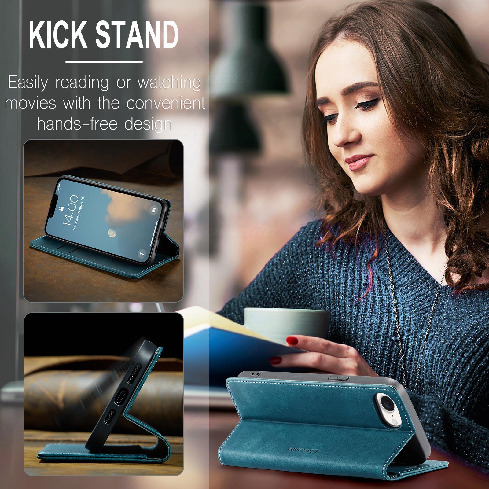 For iPhone 17e - 16e CaseMe 013 Multifunctional Horizontal Flip Leather Phone CaseBlue