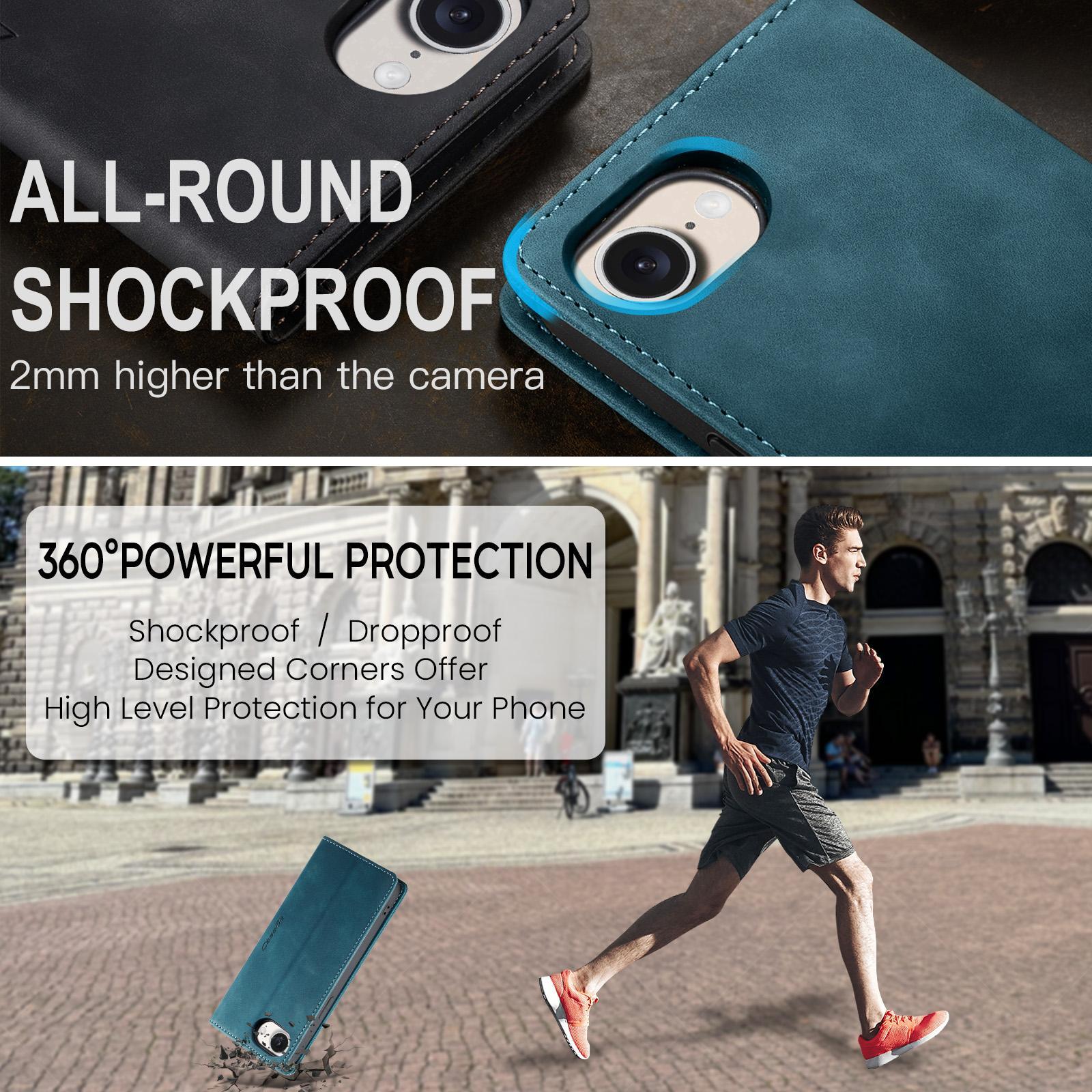 For iPhone 17e - 16e CaseMe 013 Multifunctional Horizontal Flip Leather Phone CaseBlue