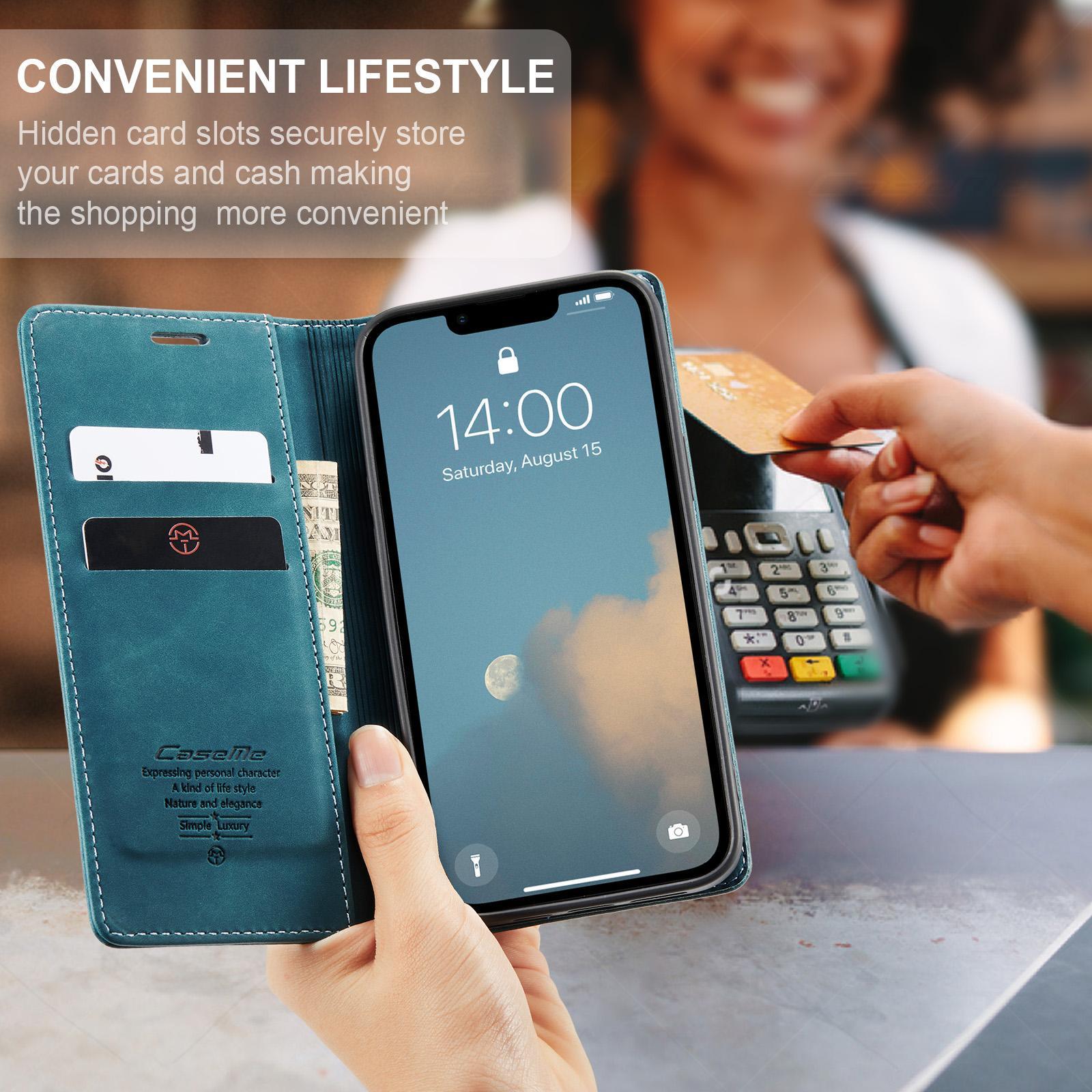 For iPhone 17e - 16e CaseMe 013 Multifunctional Horizontal Flip Leather Phone CaseBlue