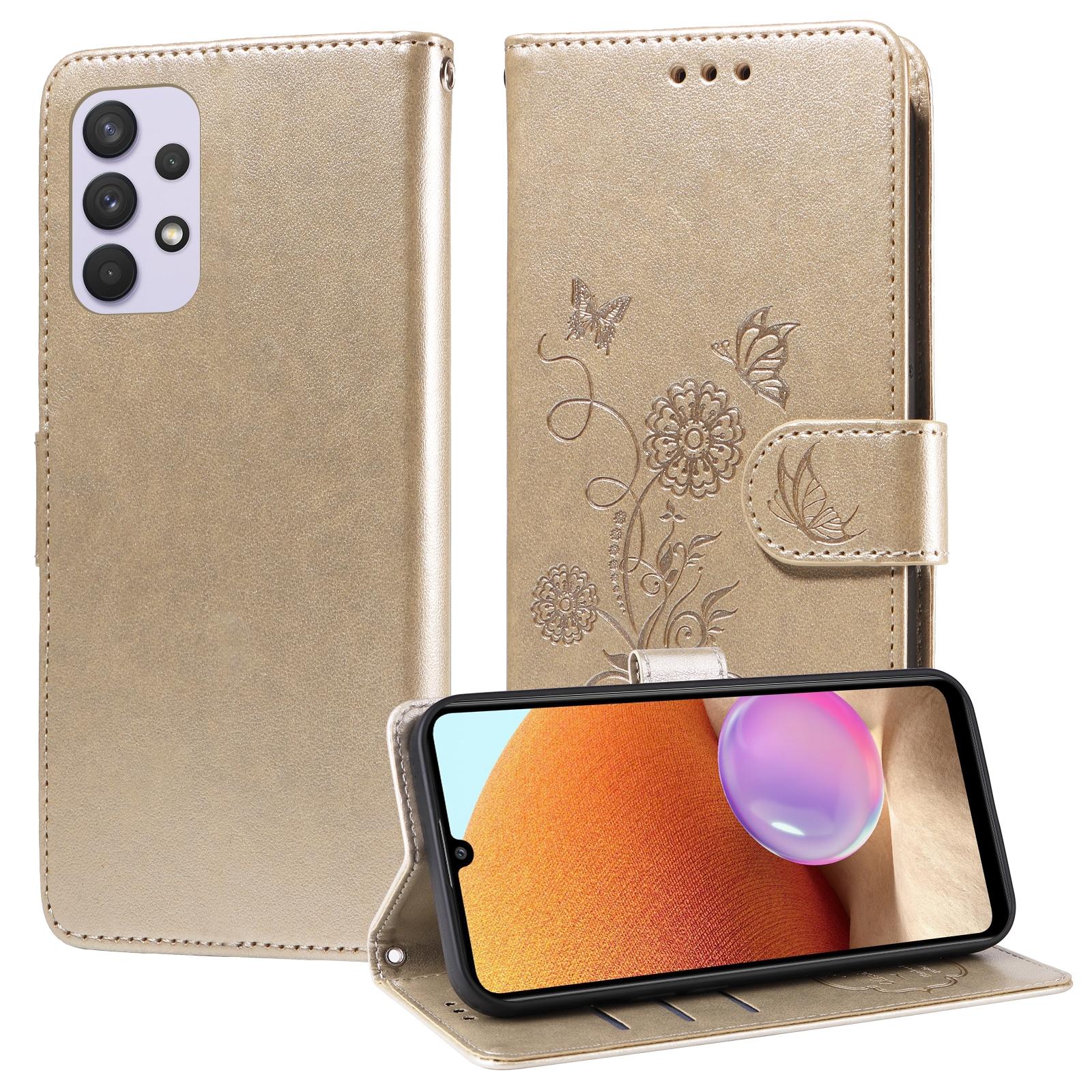 For Samsung Galaxy A17 - A26 - A16 5G Embossed Butterfly Flowers Leather Phone CasePurple