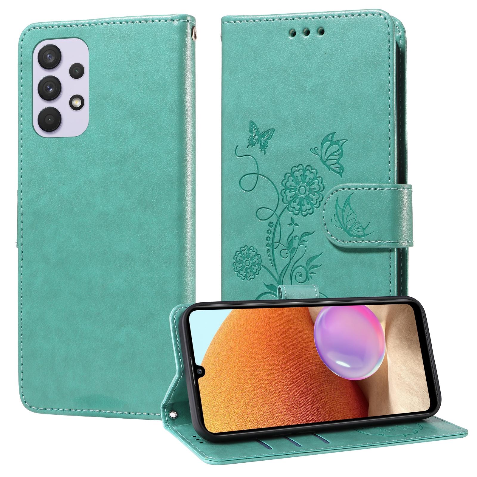 For Samsung Galaxy A17 - A26 - A16 5G Embossed Butterfly Flowers Leather Phone CasePurple