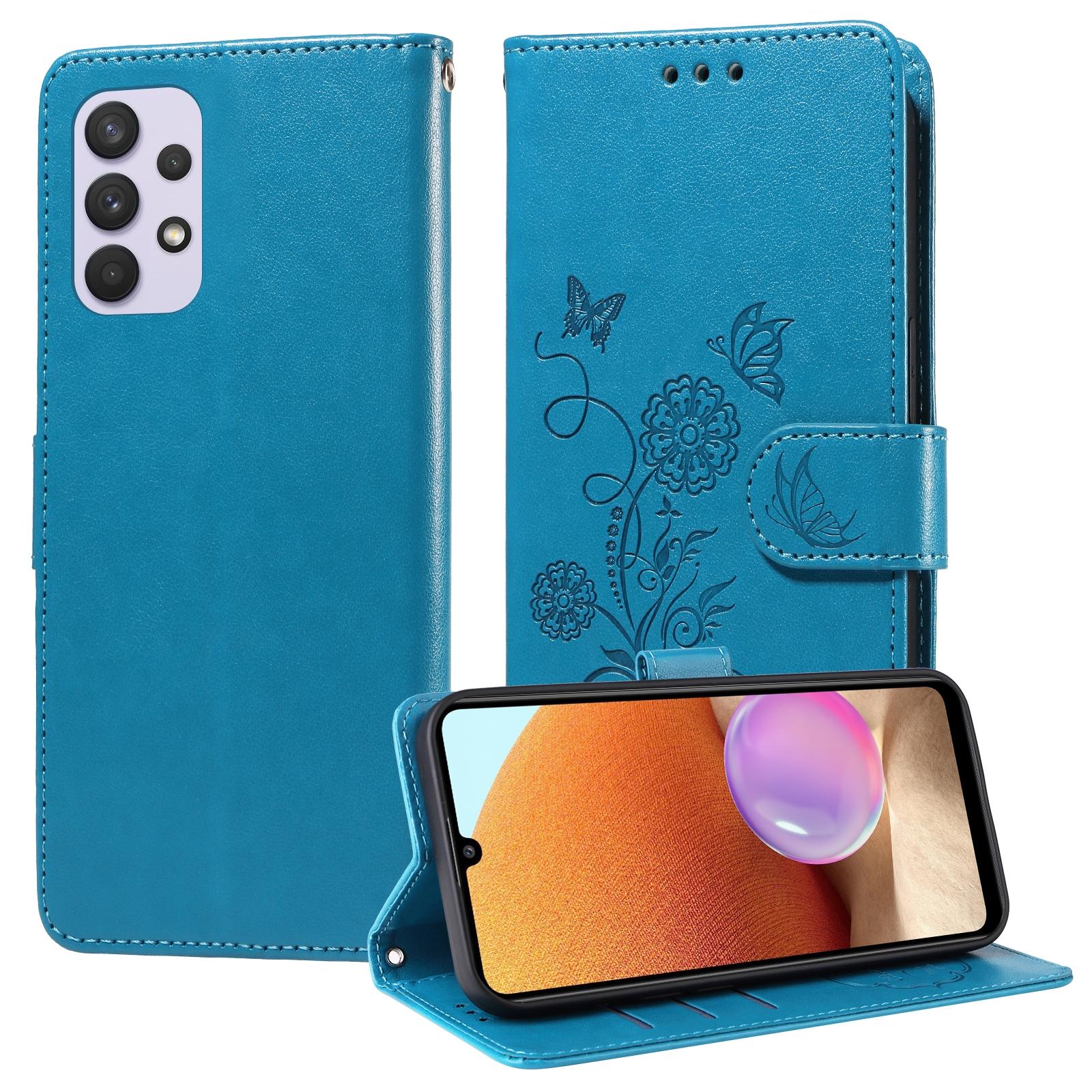 For Samsung Galaxy A17 - A26 - A16 5G Embossed Butterfly Flowers Leather Phone CasePurple