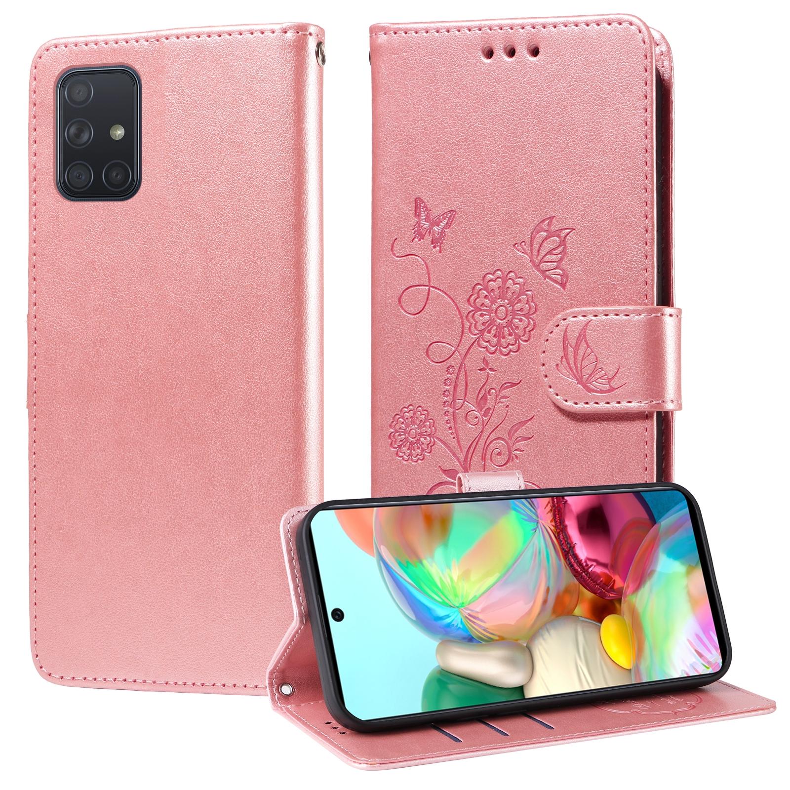 For Samsung Galaxy A17 - A26 - A16 5G Embossed Butterfly Flowers Leather Phone CasePurple