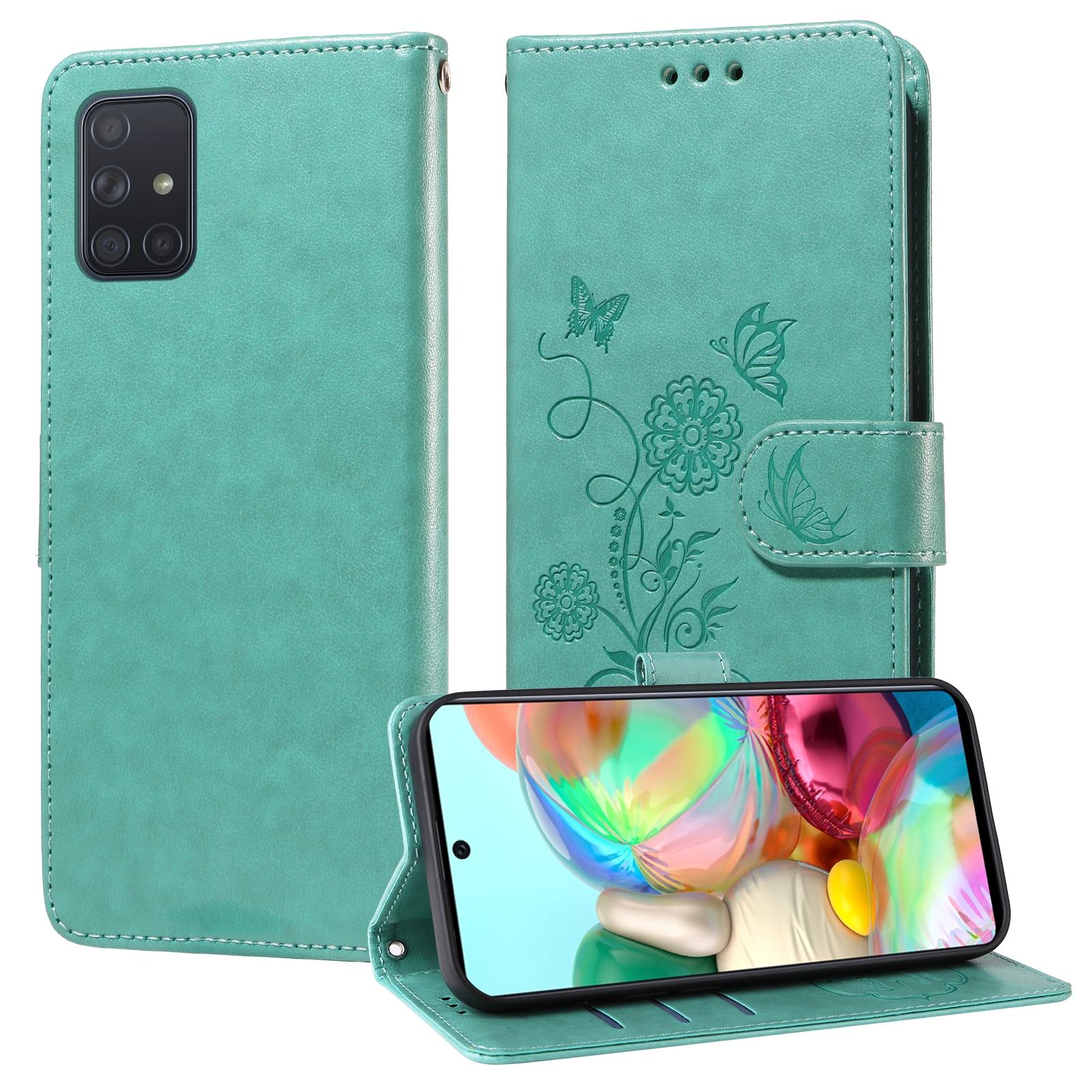 For Samsung Galaxy A17 - A26 - A16 5G Embossed Butterfly Flowers Leather Phone CasePurple