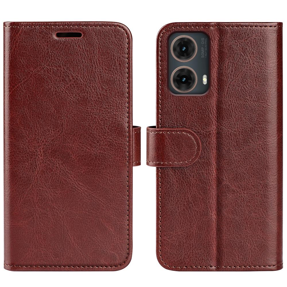 For Motorola Moto G 5G 2025 R64 Texture Horizontal Flip Leather Phone CaseBlack